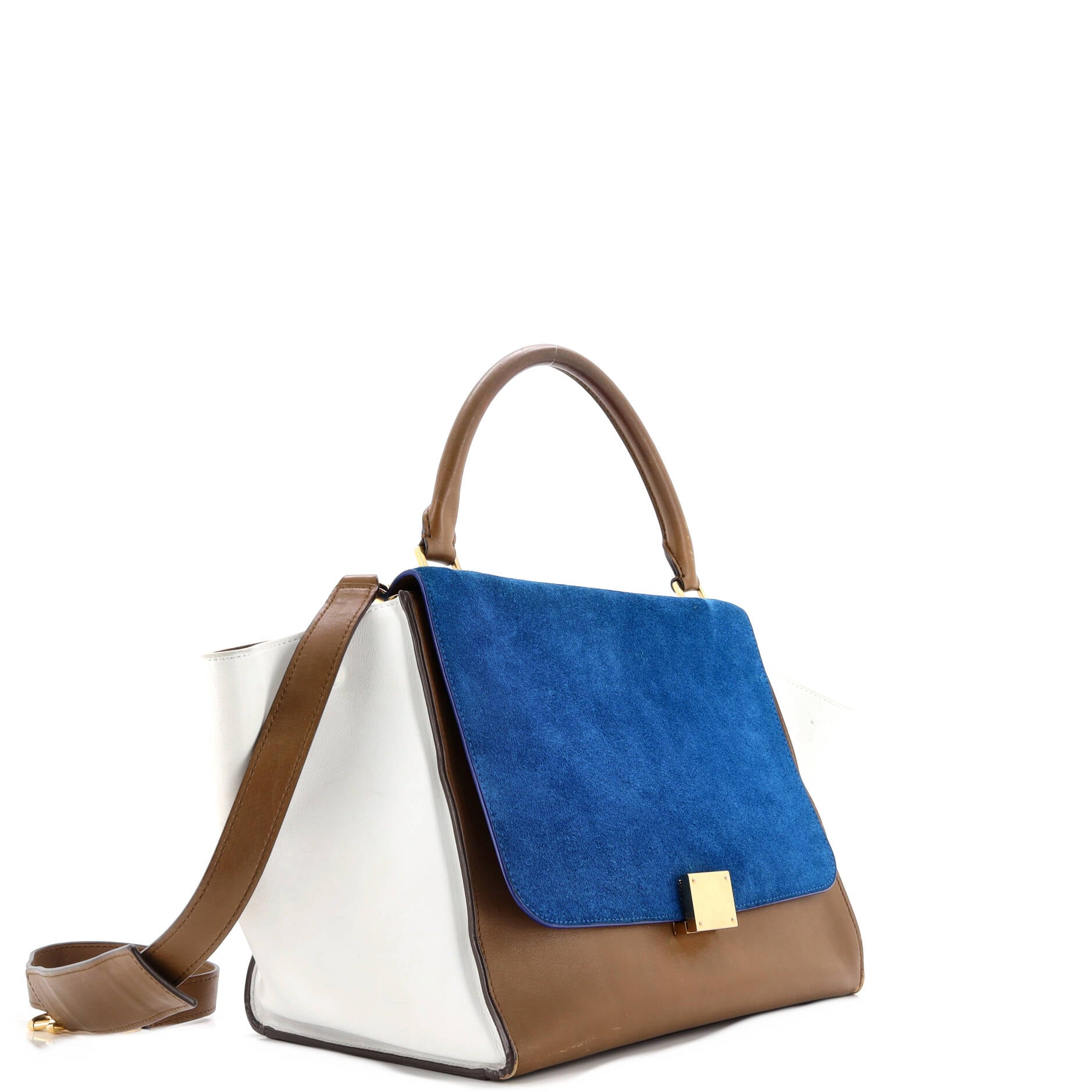 Tricolor Trapeze Bag Suede Medium
