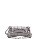 Horsebit Chain Shoulder Bag Vertical Quilted Leather Small