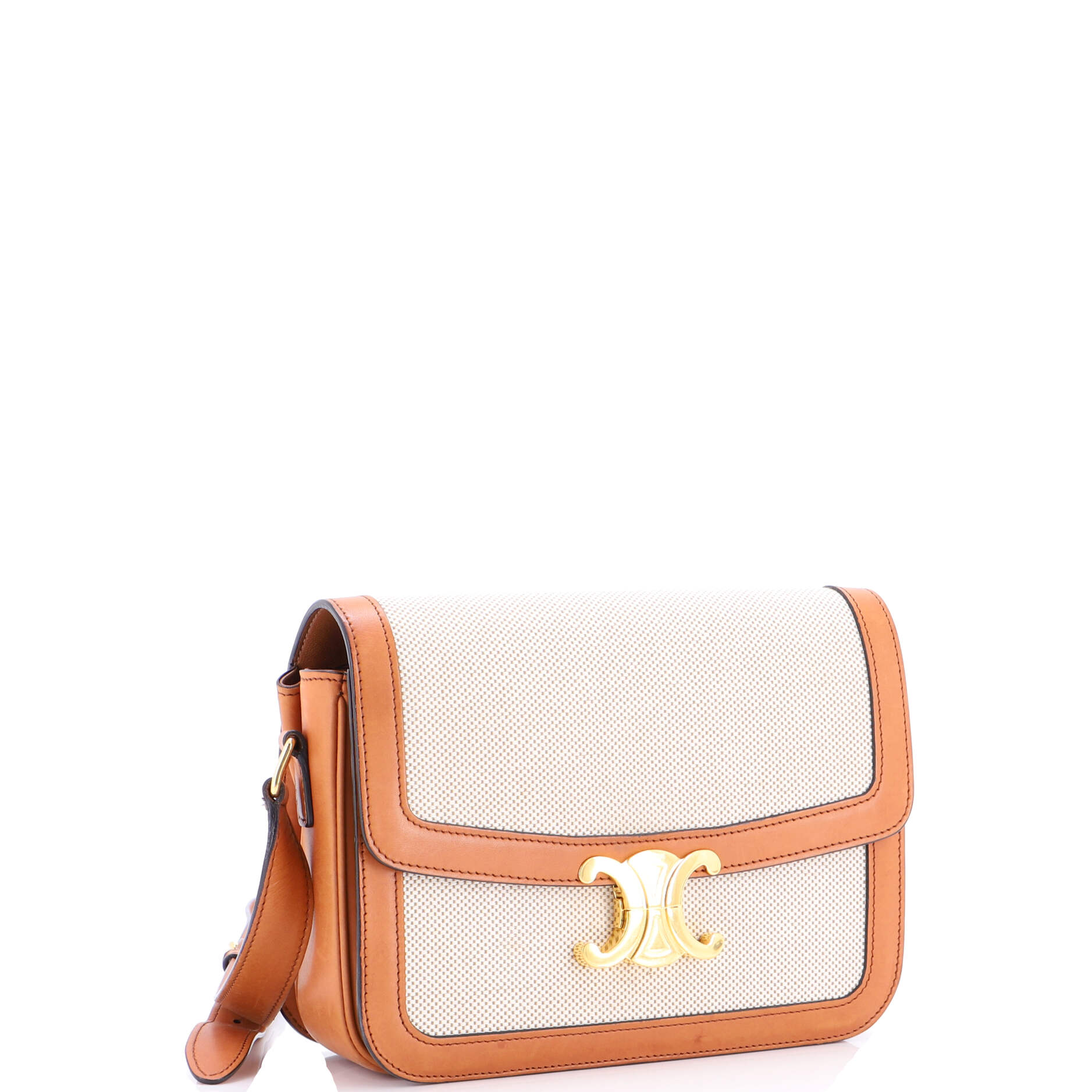 Triomphe Shoulder Bag Canvas with Leather Medium