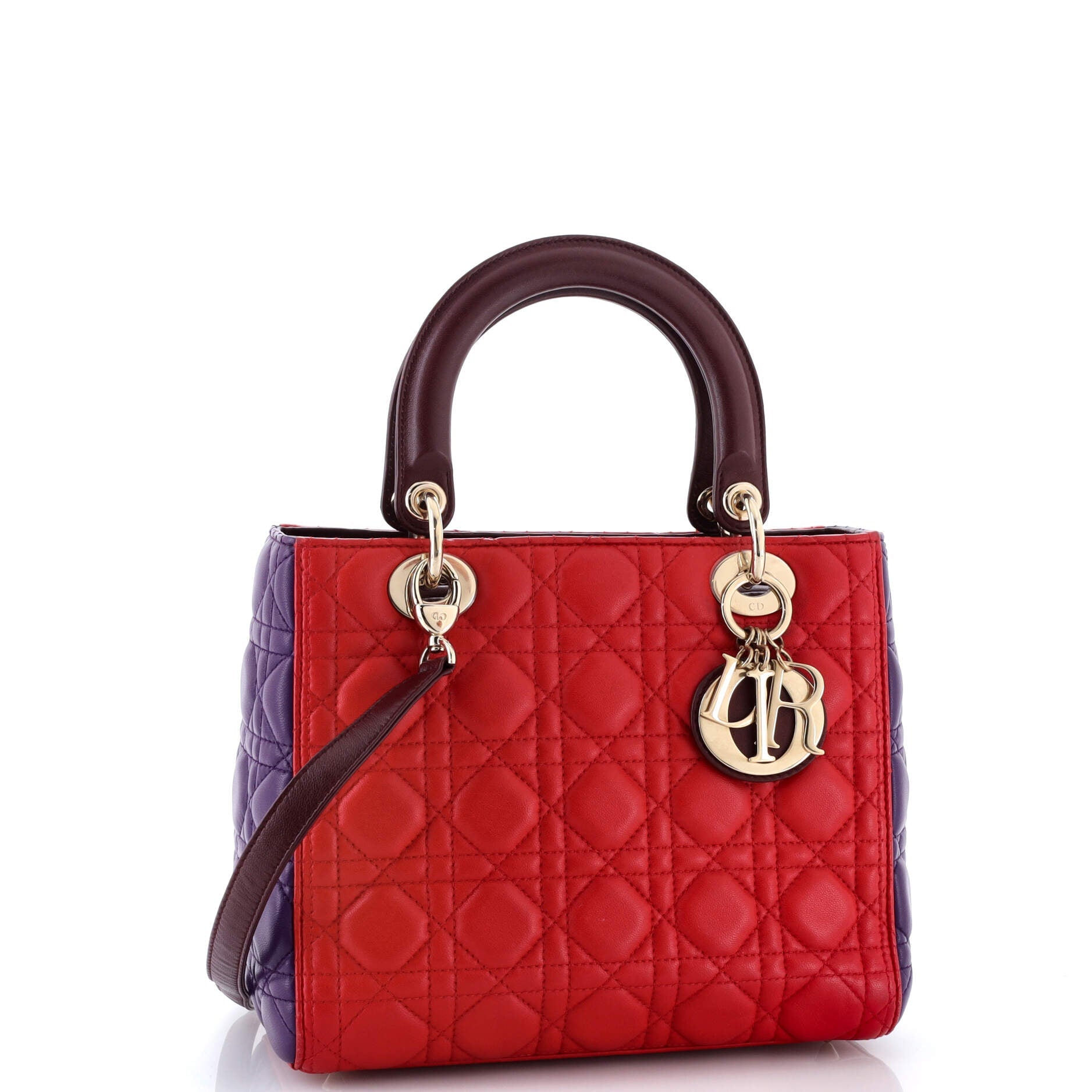 Tricolor Lady Dior Bag Cannage Quilt Lambskin Medium