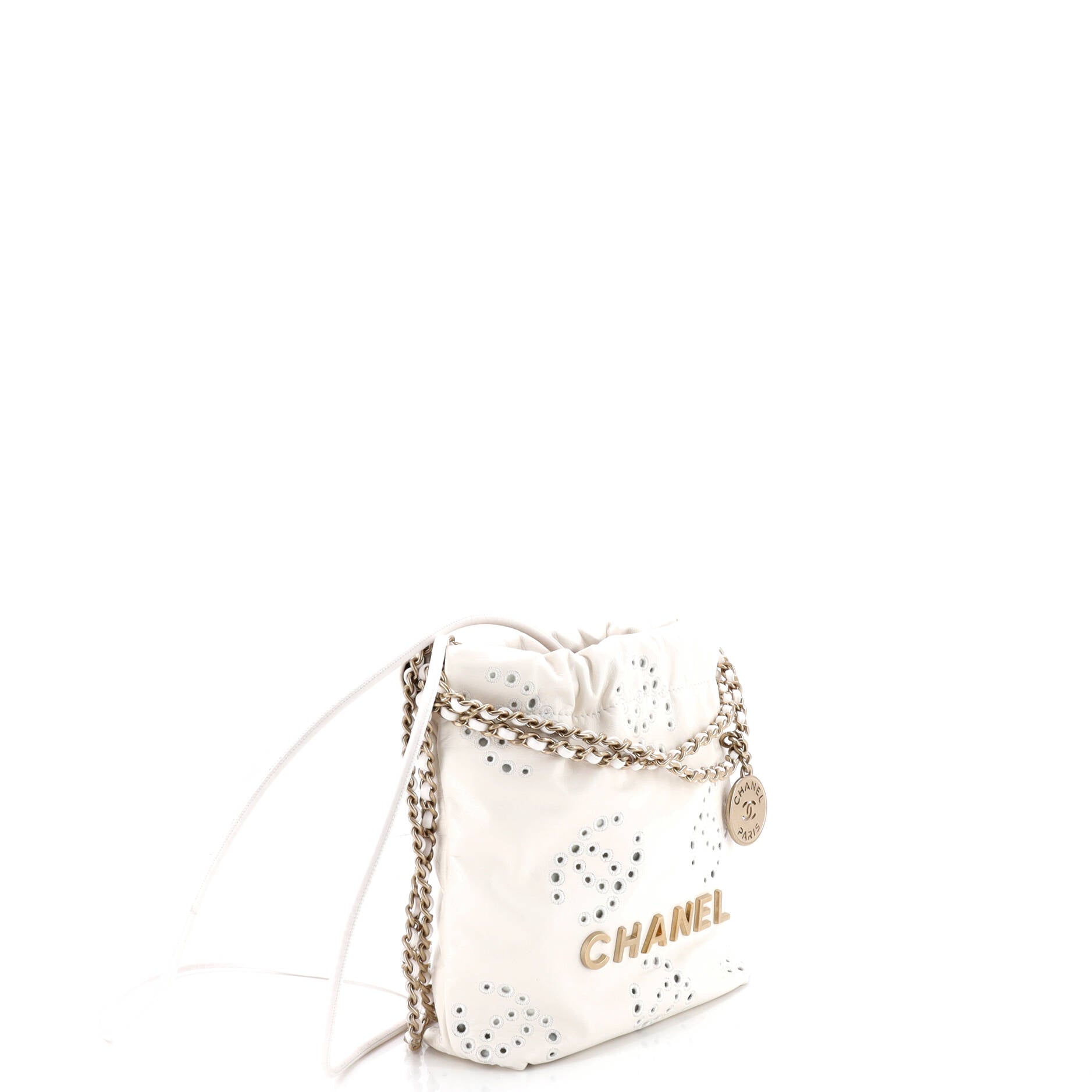 22 Chain Hobo CC Eyelet Embroidered Calfskin Mini