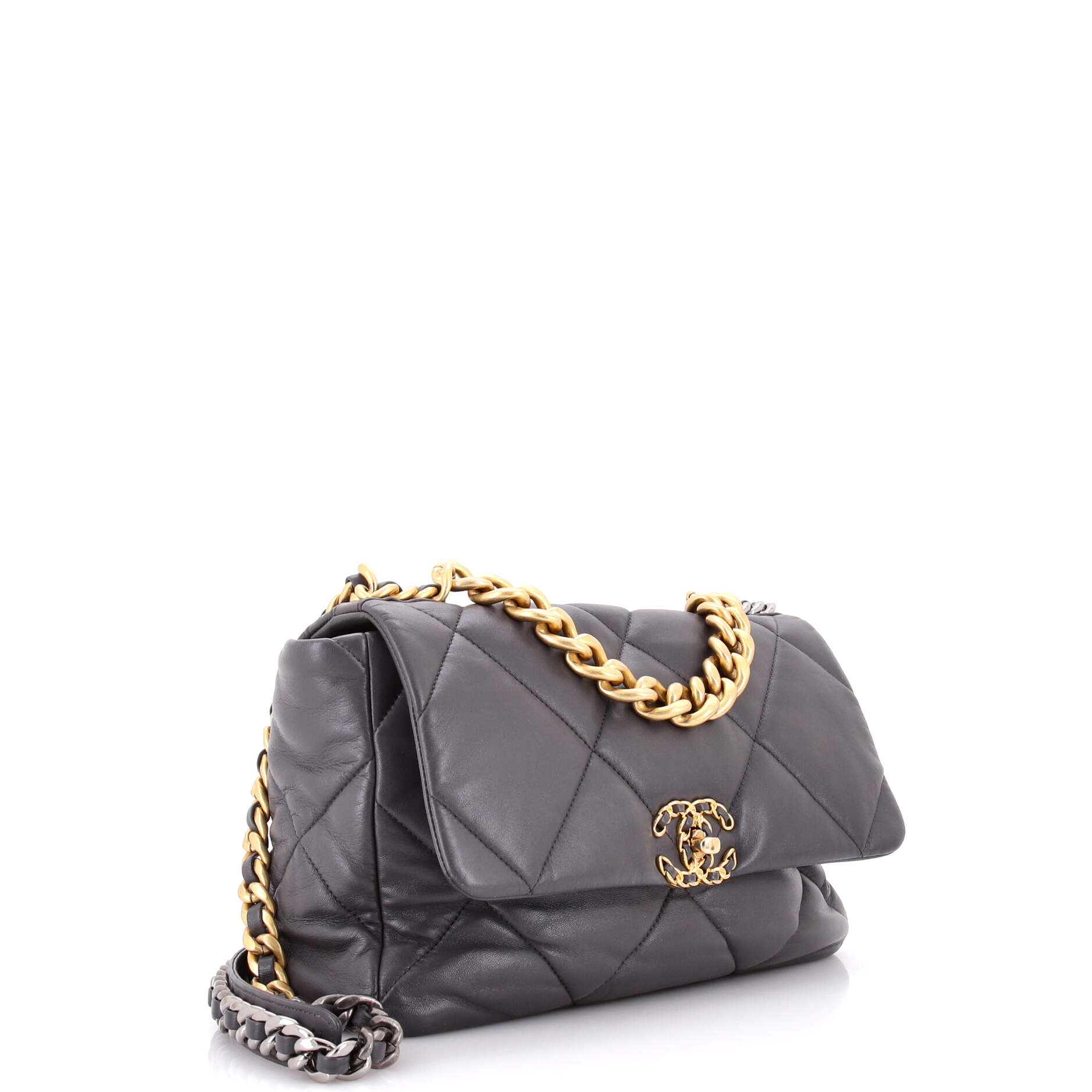 19 Flap Bag Quilted Leather Large