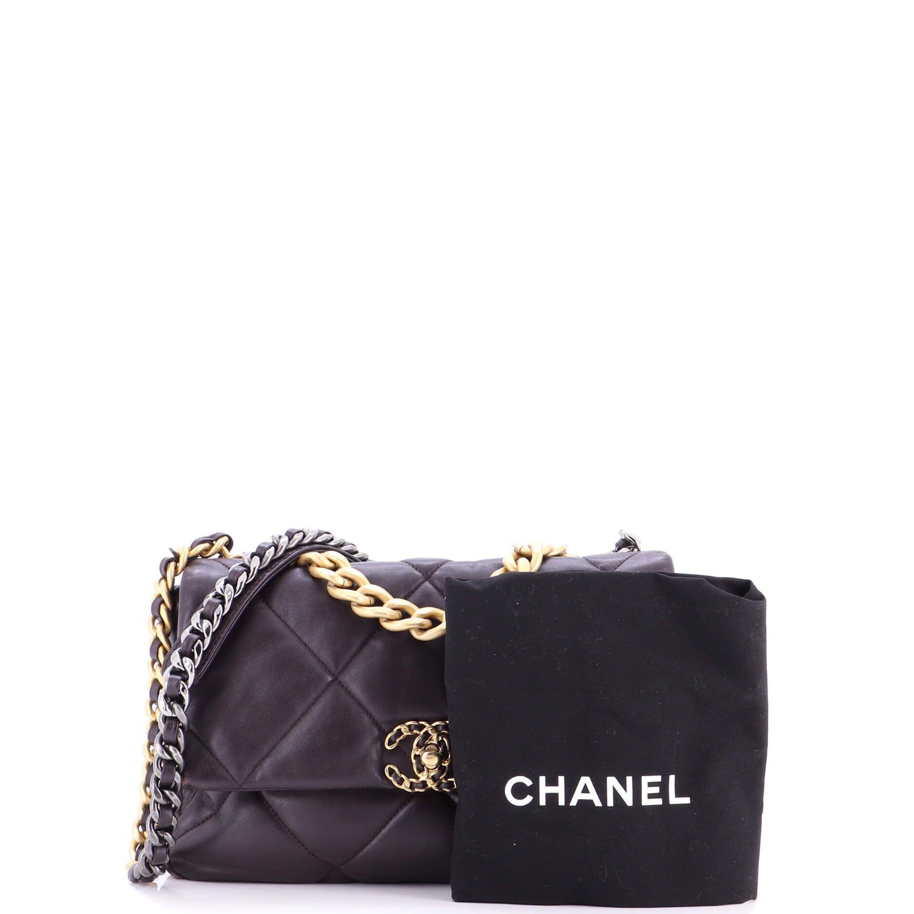 19 Flap Bag Quilted Leather Large