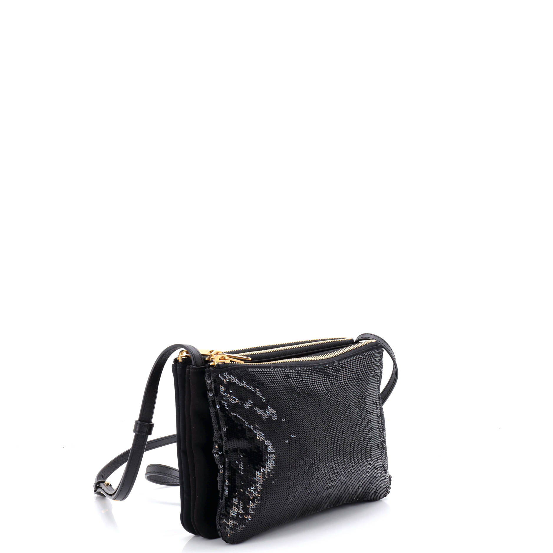 Trio Crossbody Bag Sequin Embellished Nylon Small