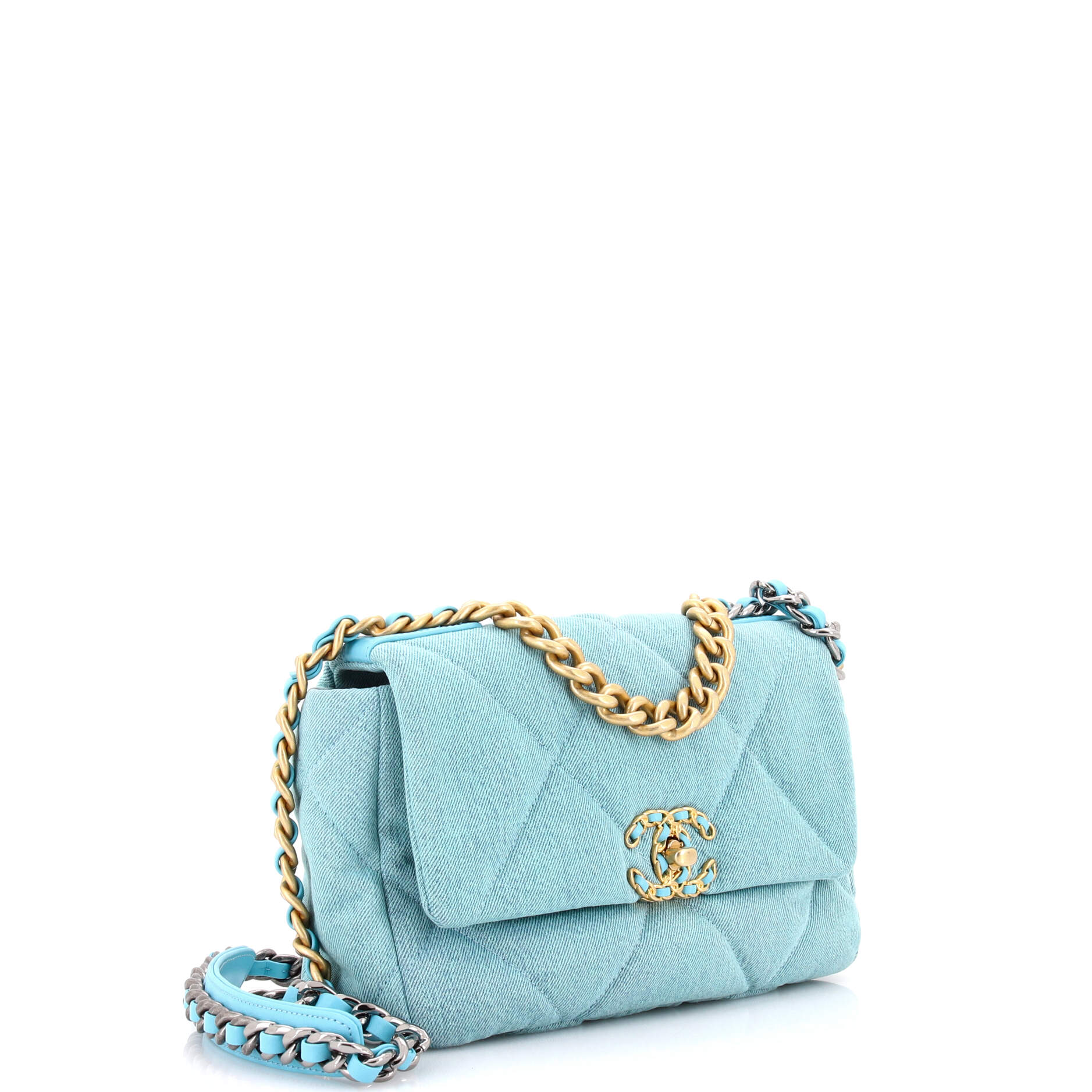 19 Flap Bag Quilted Denim Medium