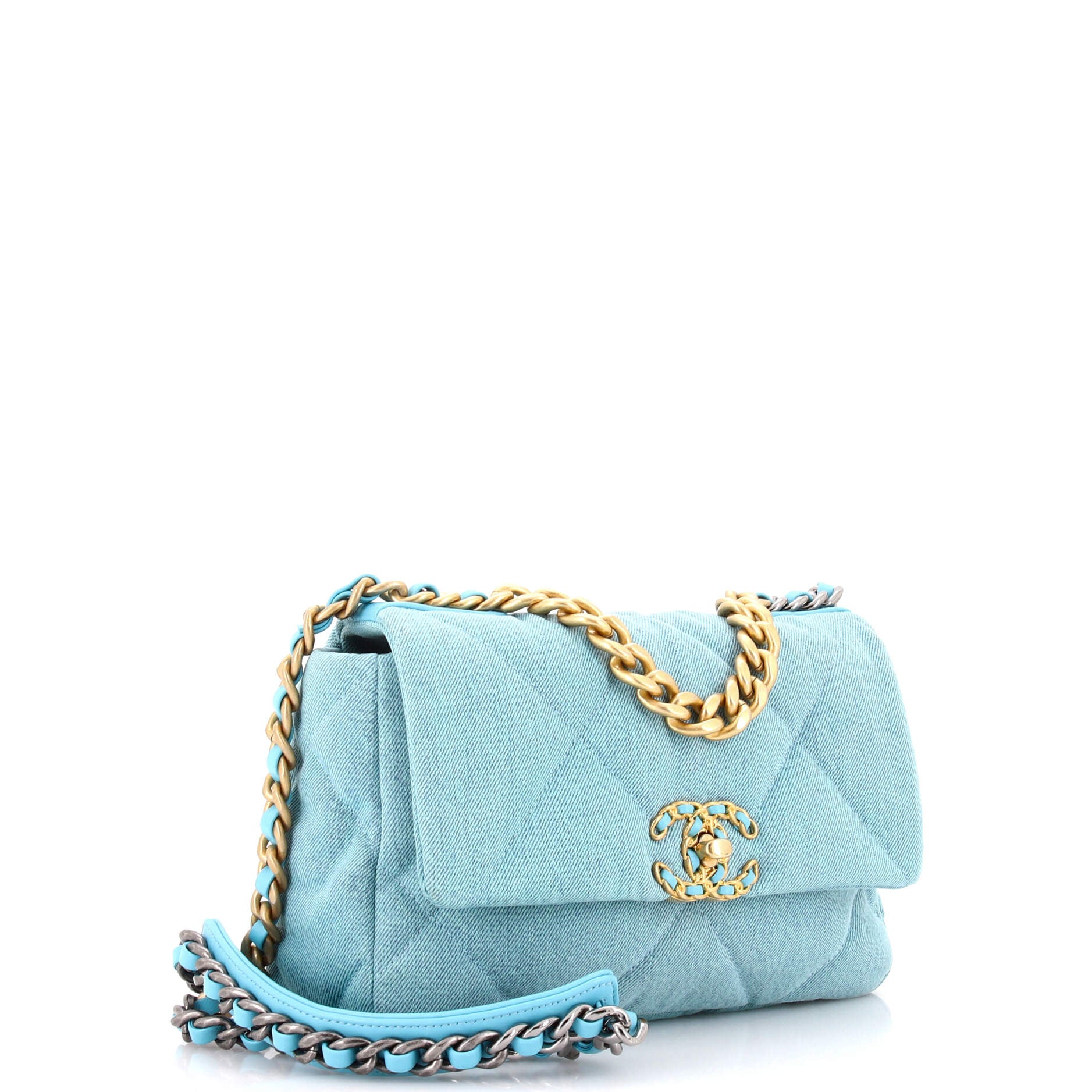 19 Flap Bag Quilted Denim Medium
