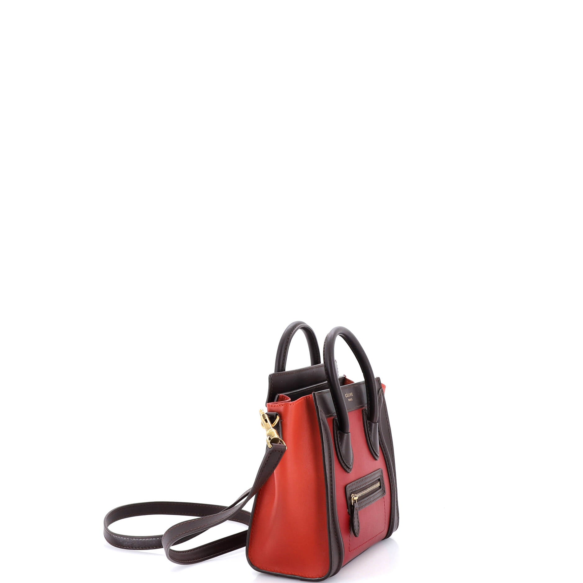 Tricolor Luggage Bag Leather Nano
