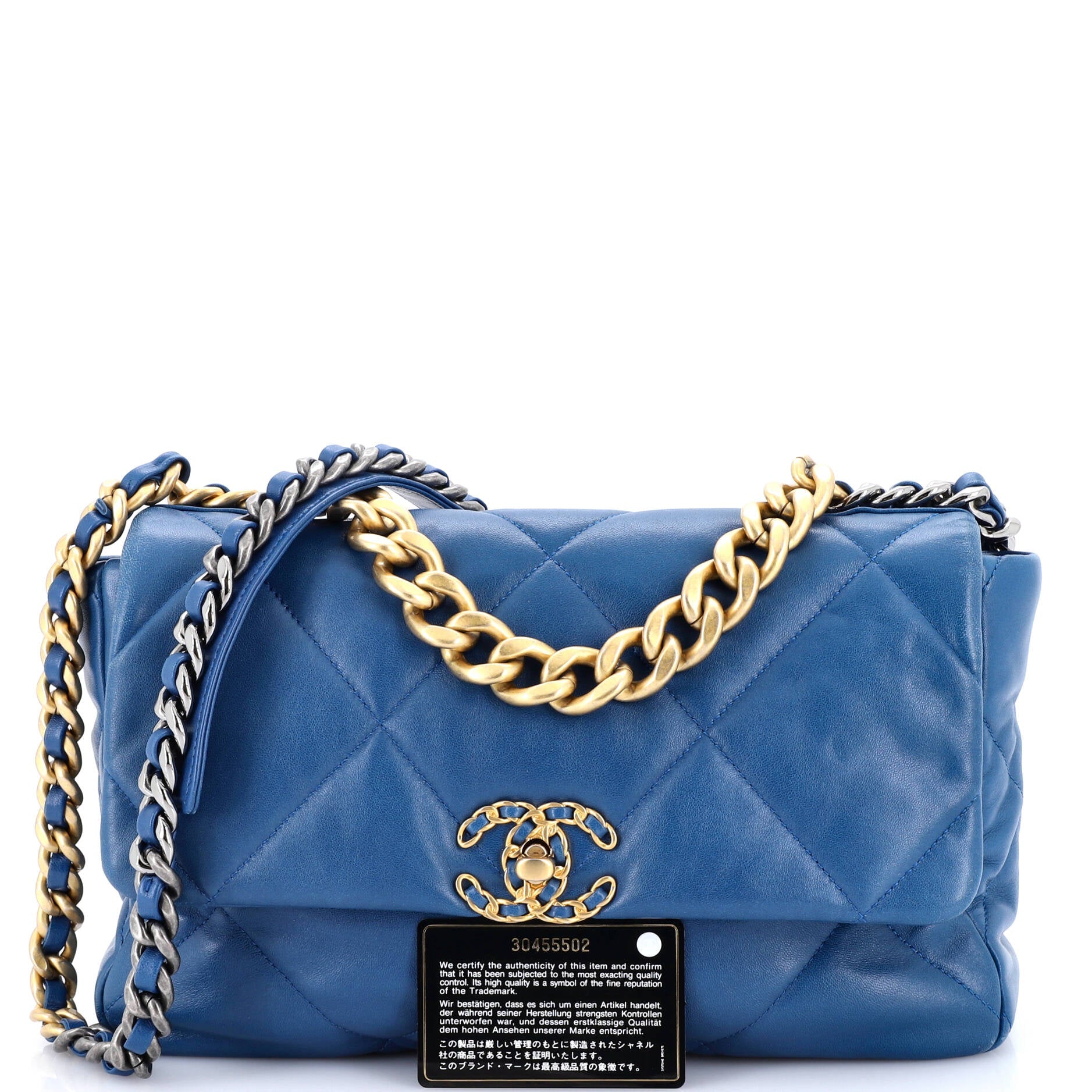 19 Flap Bag Quilted Leather Large