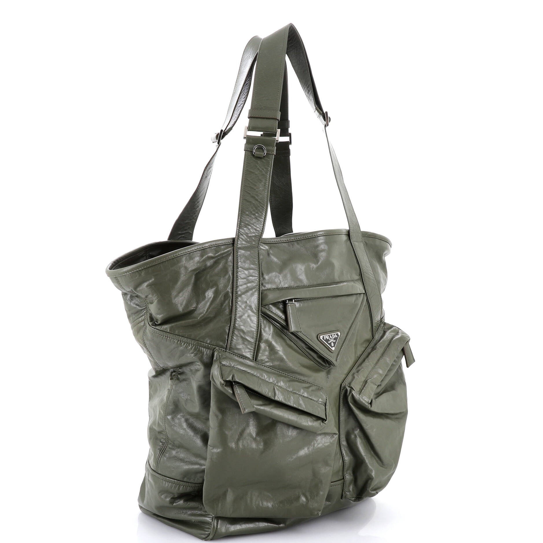 Triple Front Pocket Tote Leather Tall