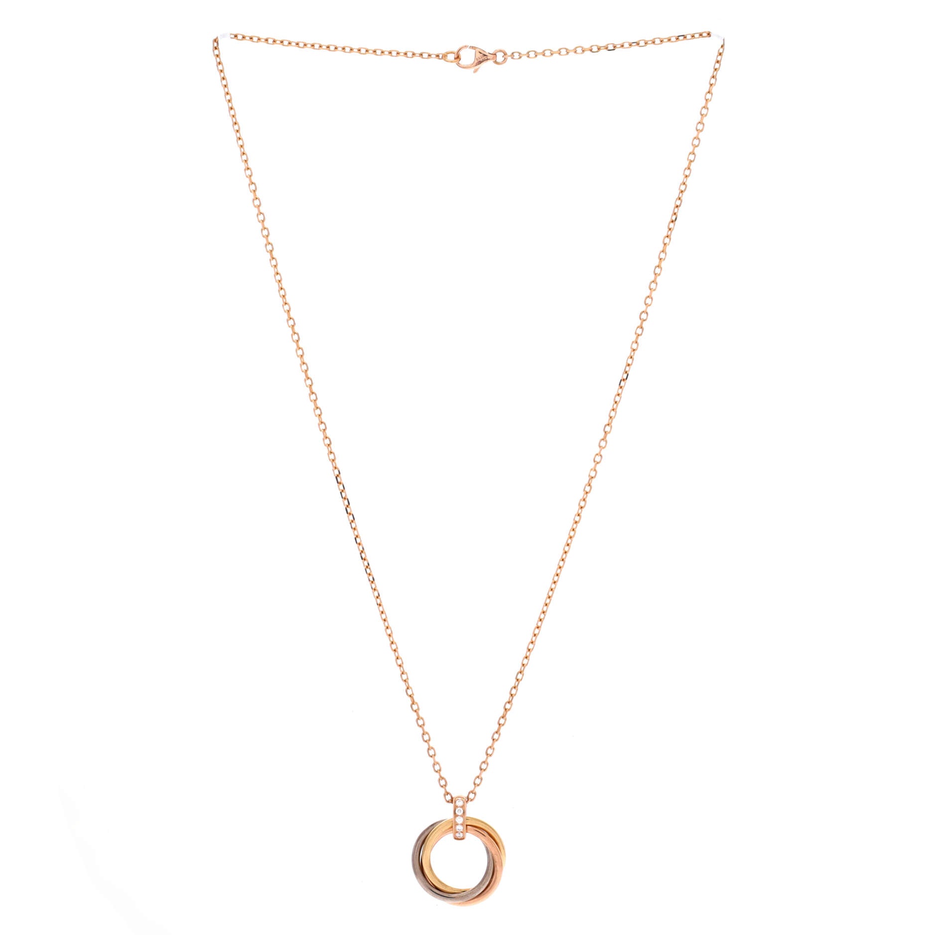 Trinity Pendant Necklace 18K Tricolor Gold and Diamonds