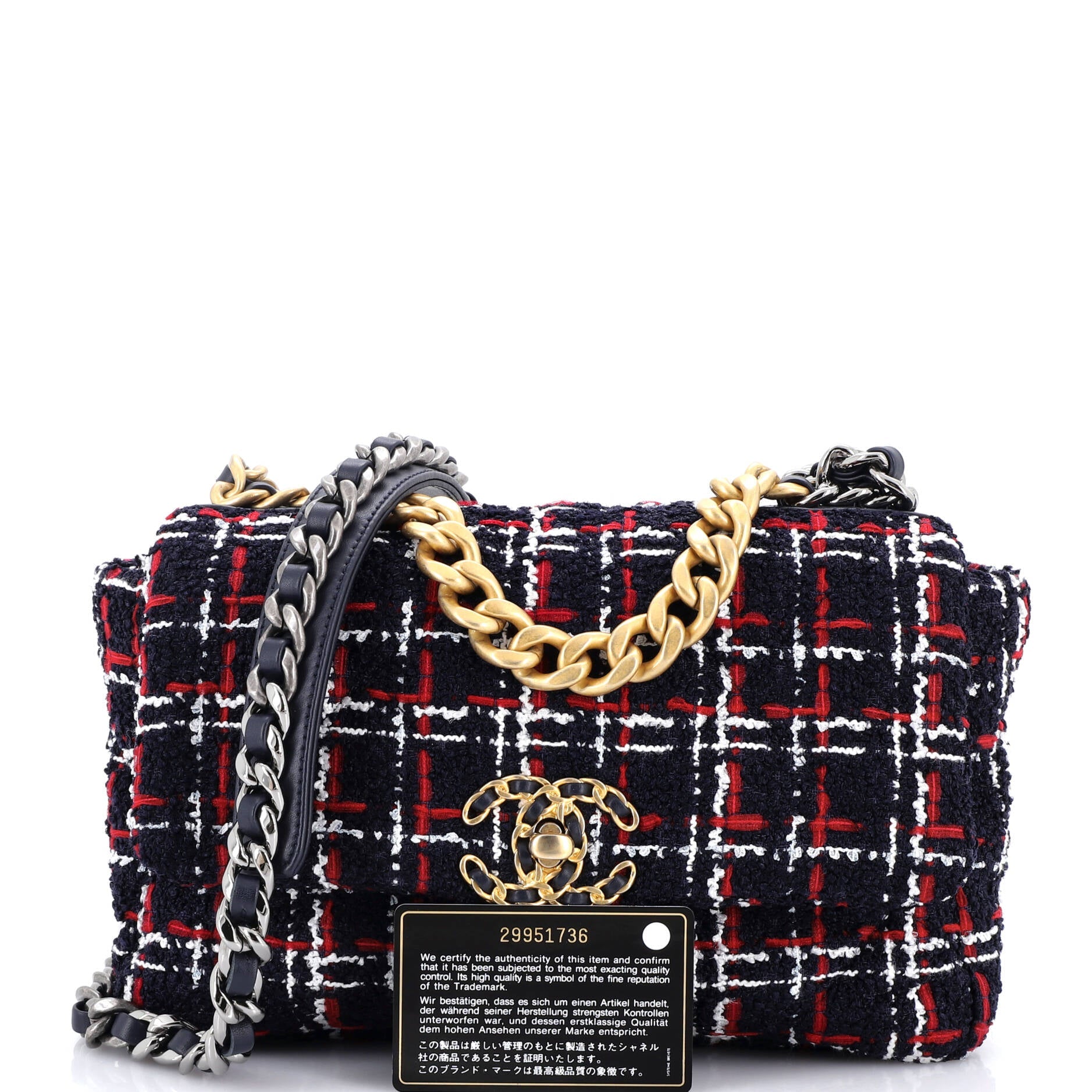 19 Flap Bag Quilted Tweed Medium