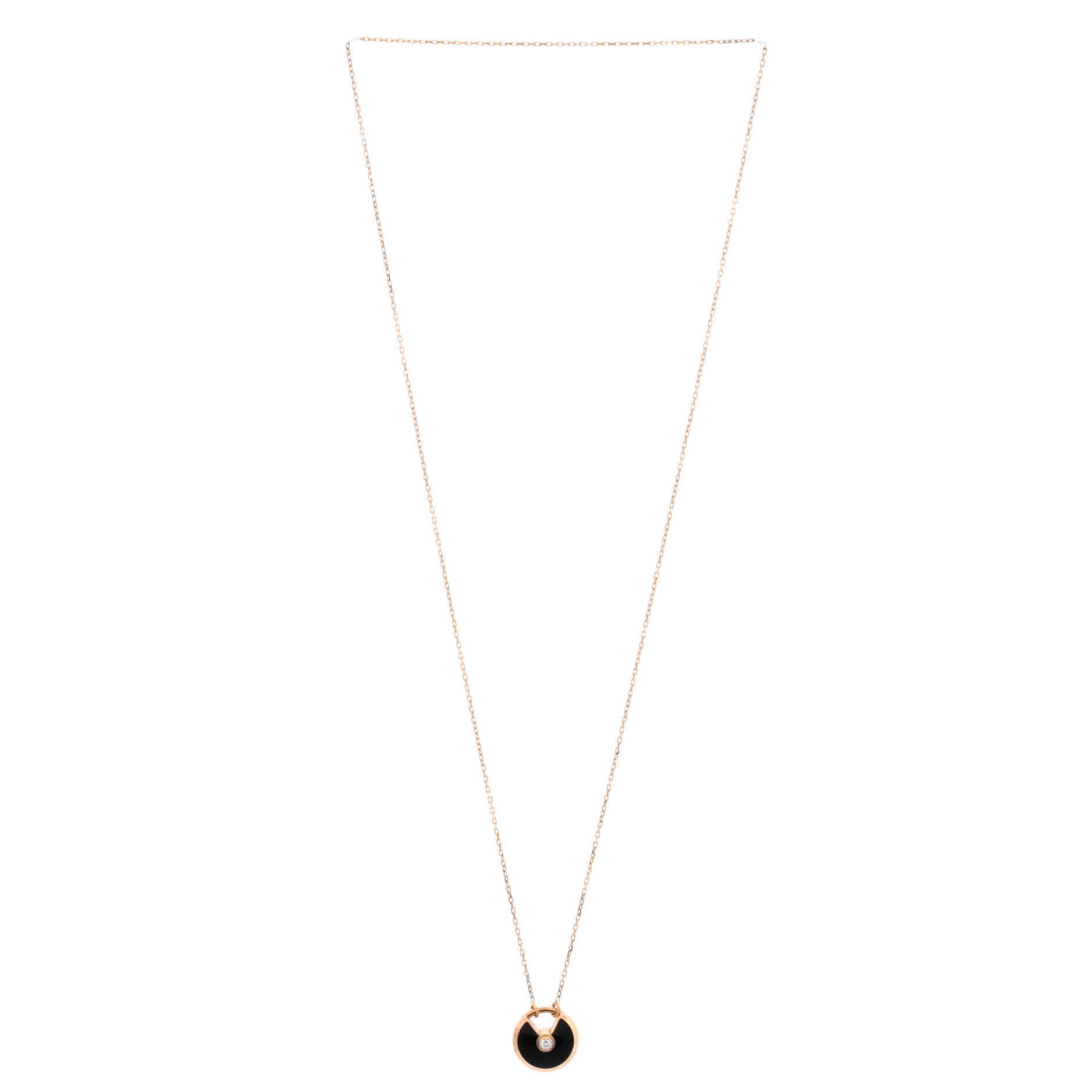 Amulette de Cartier Pendant Necklace 18K Rose Gold with Onyx and Diamond Small