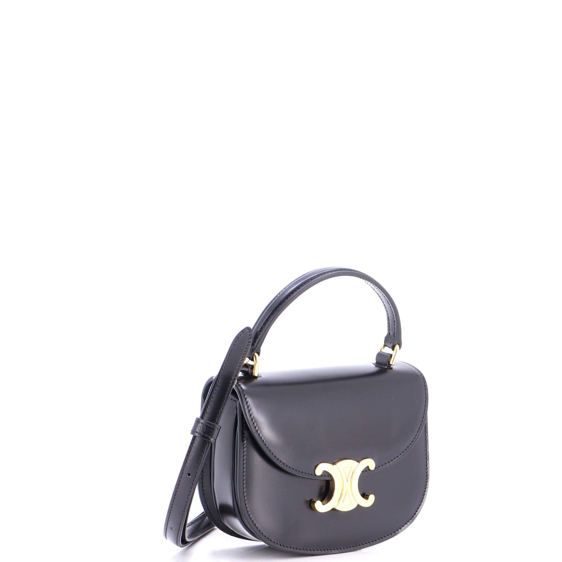 Triomphe Besace Clea Top Handle Flap Bag Leather Mini