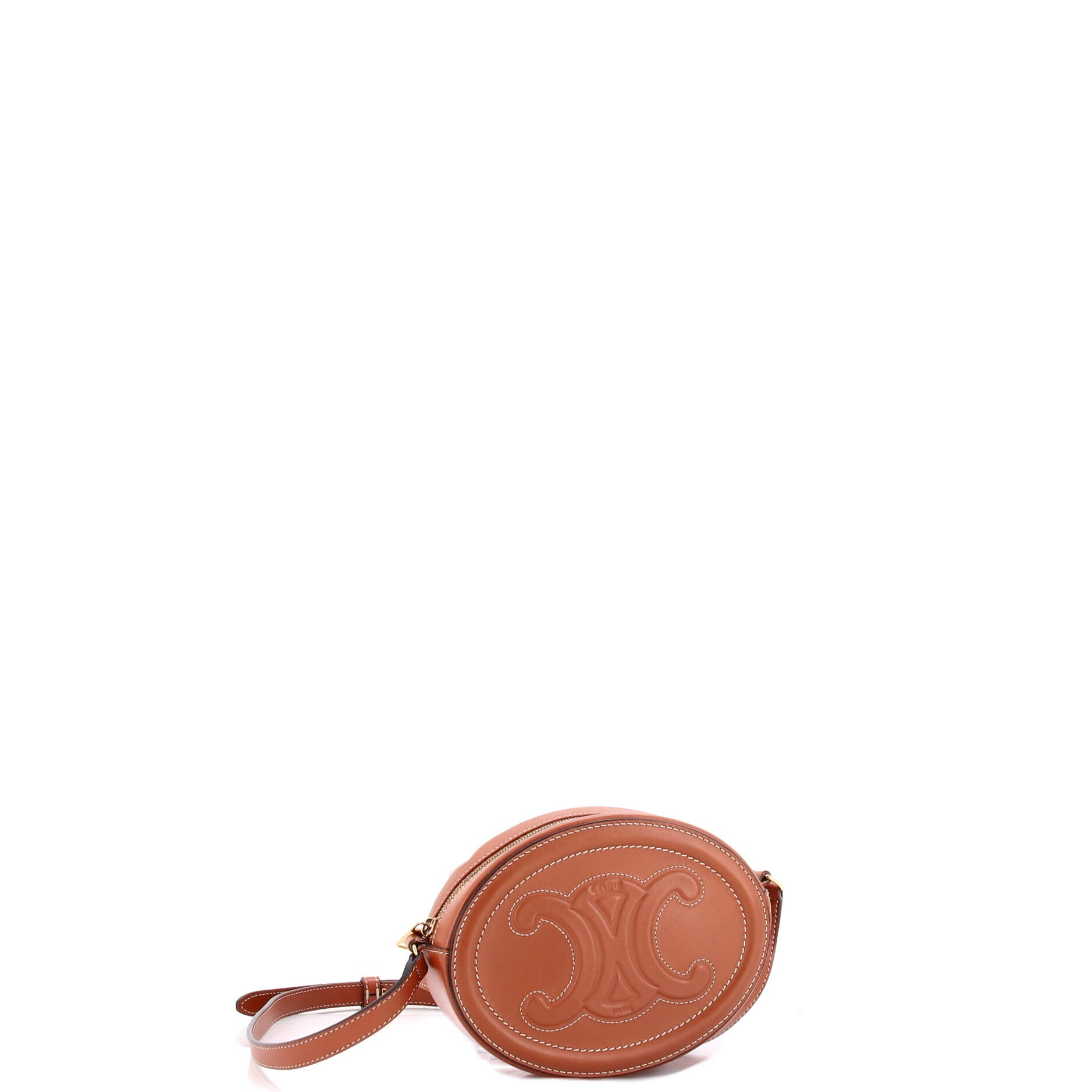 Triomphe Oval Crossbody Bag Leather Mini
