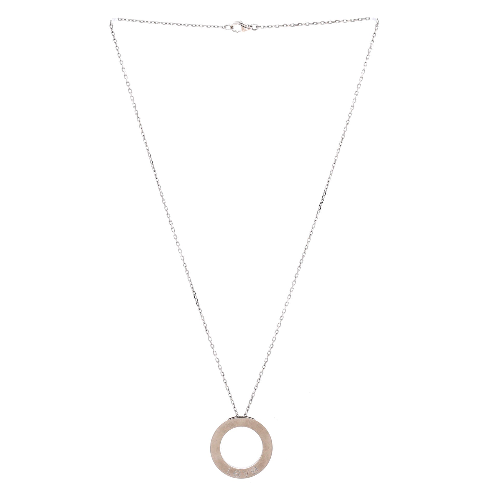 3 Diamonds Love Pendant Necklace 18K White Gold and Diamonds