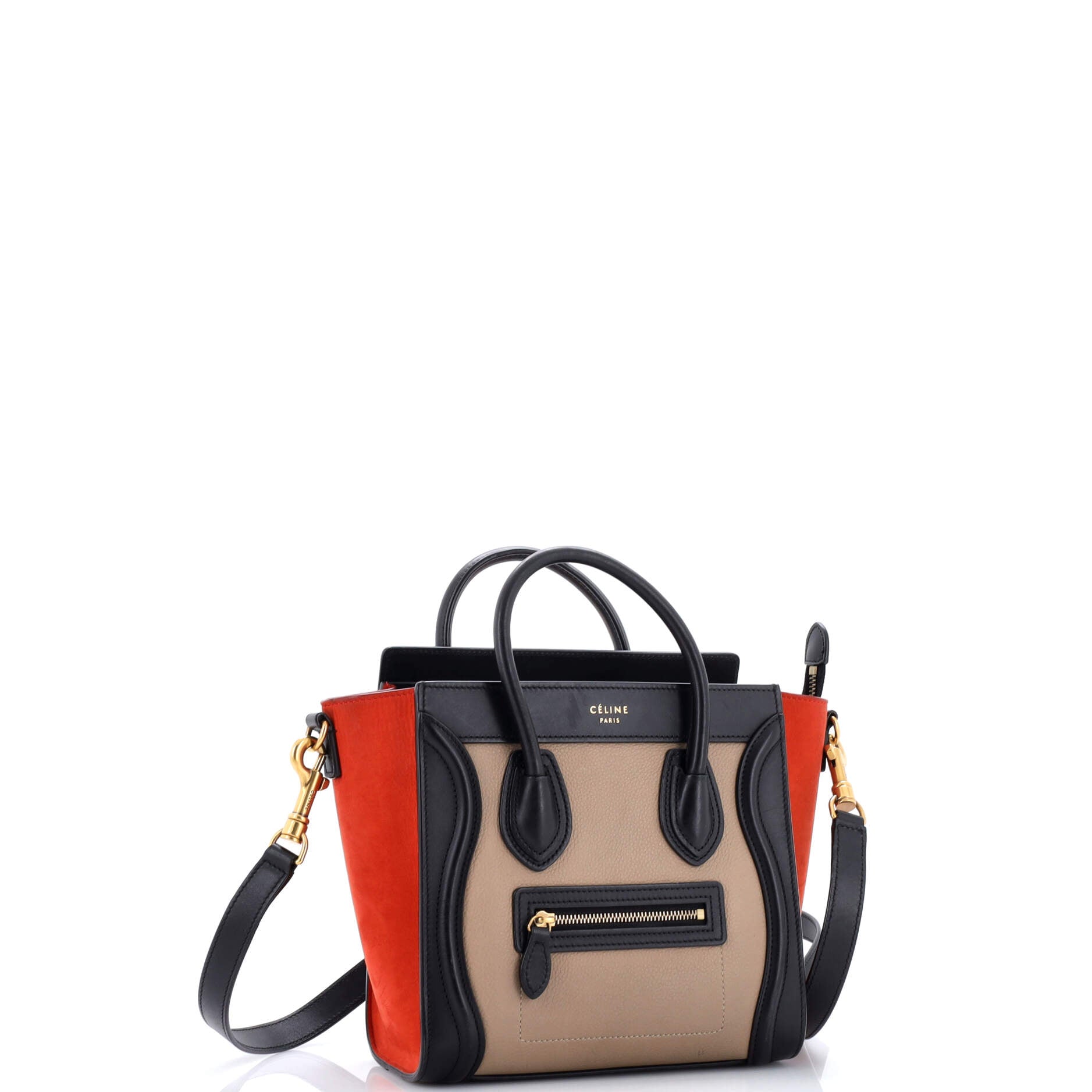 Tricolor Luggage Bag Leather Nano