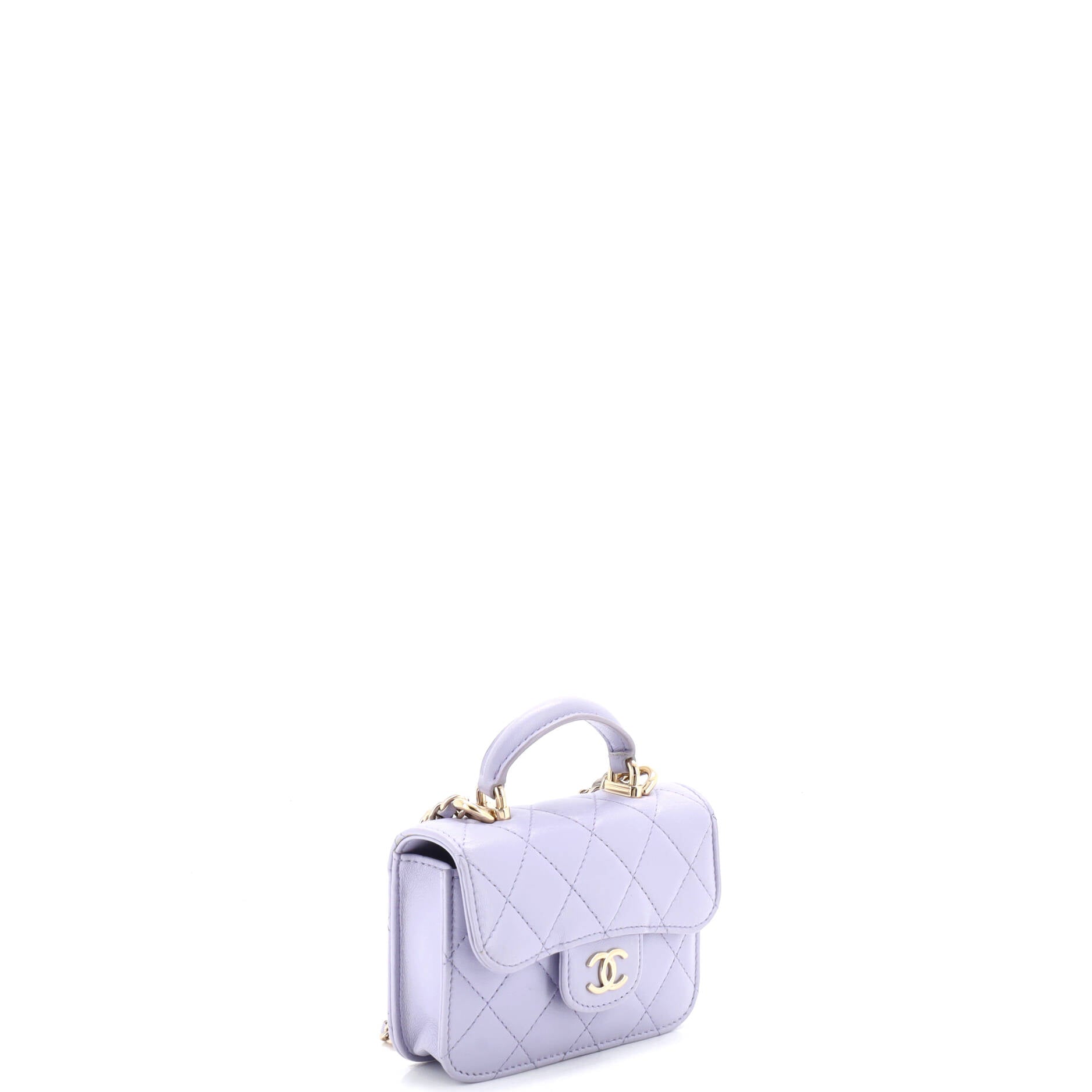 Top Handle Flap Coin Purse with Chain Quilted Lambskin