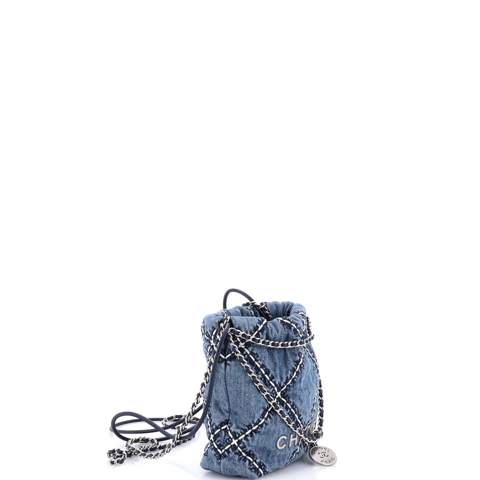 22 Chain Hobo Quilted Stitched Denim Mini