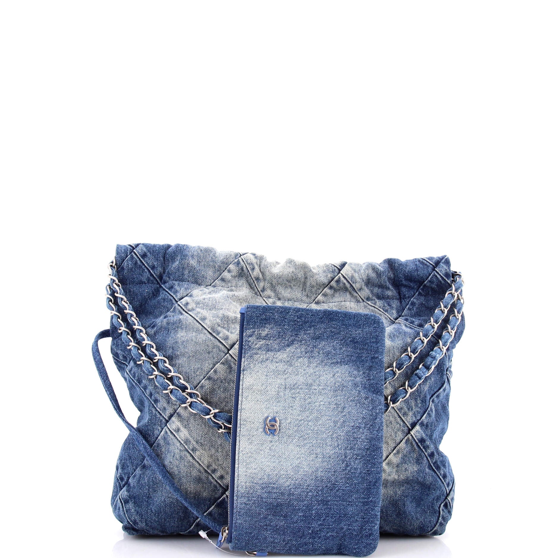 22 Chain Hobo Quilted Denim Small