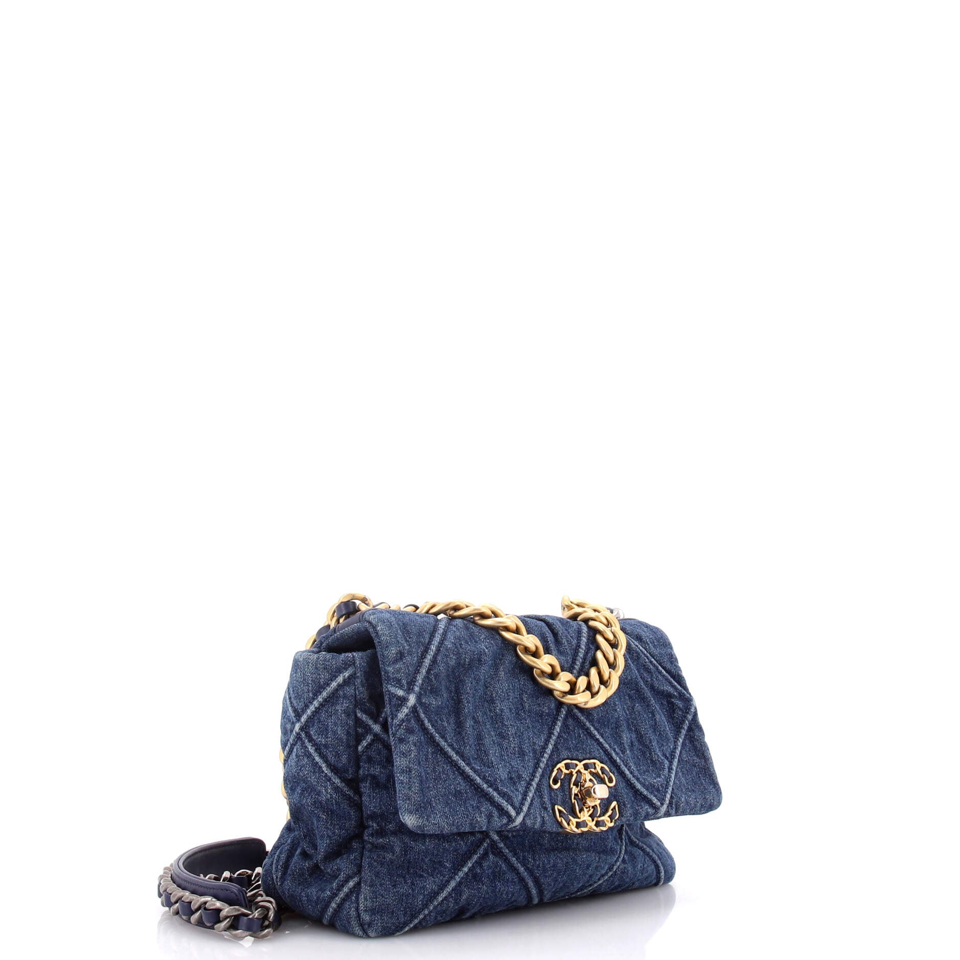 19 Flap Bag Quilted Denim Medium