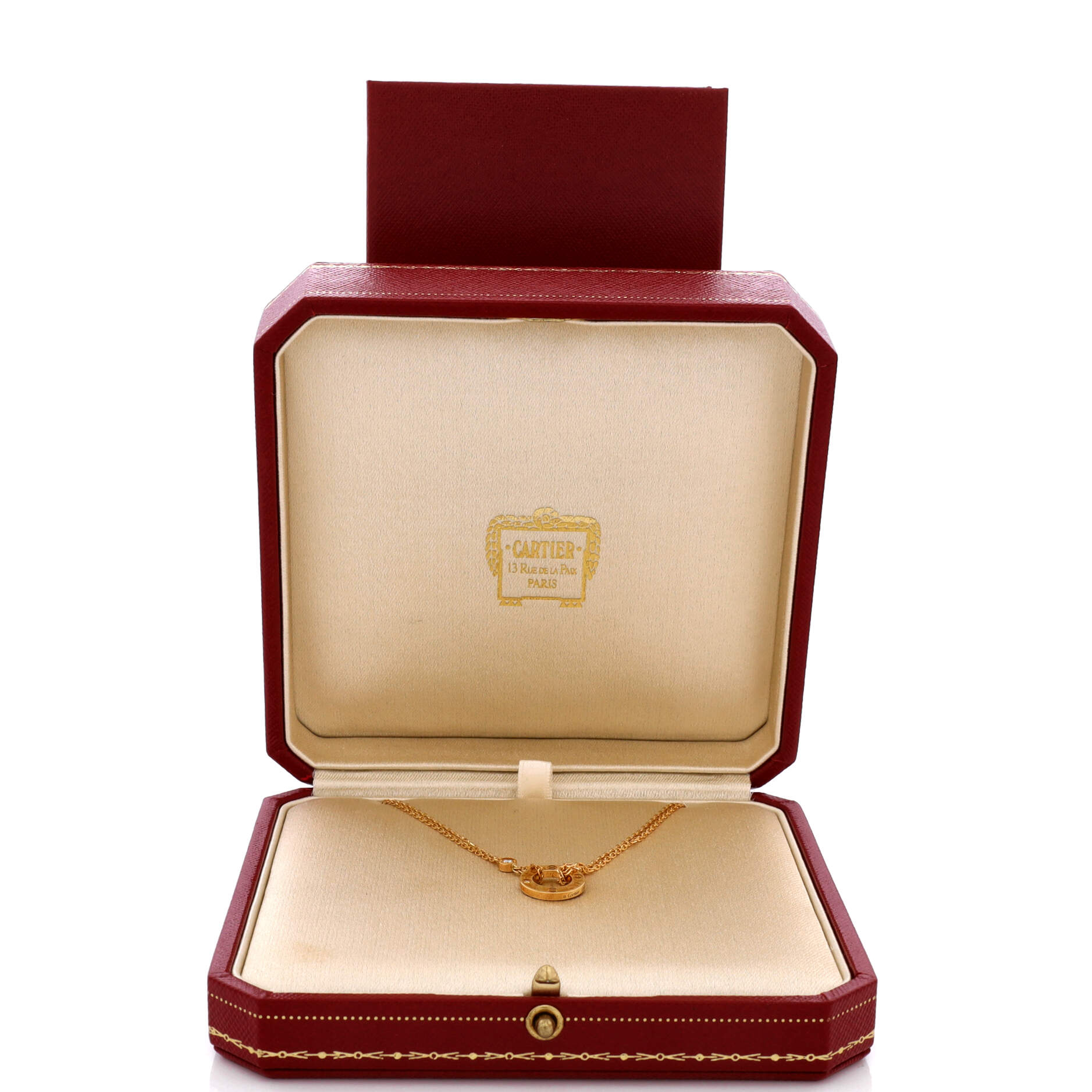 2 Diamonds Love Pendant Necklace 18K Yellow Gold and Diamonds