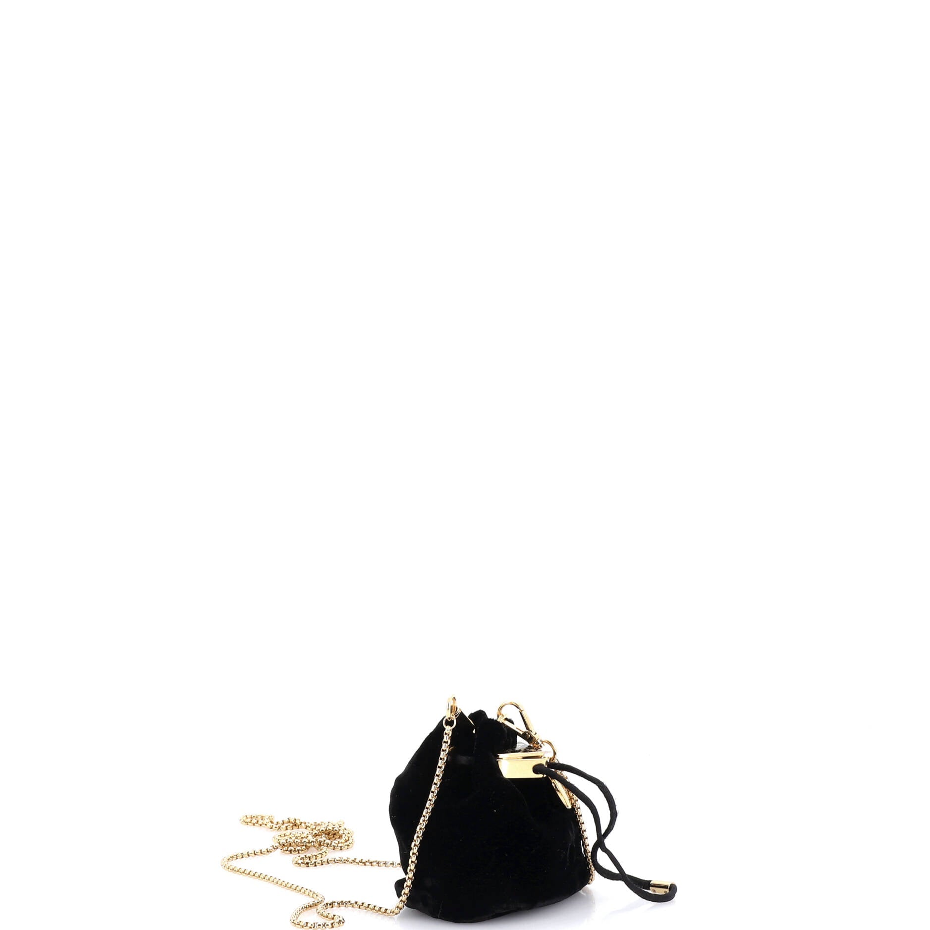 Triangle Logo Drawstring Pouch Bucket Bag Velvet Mini