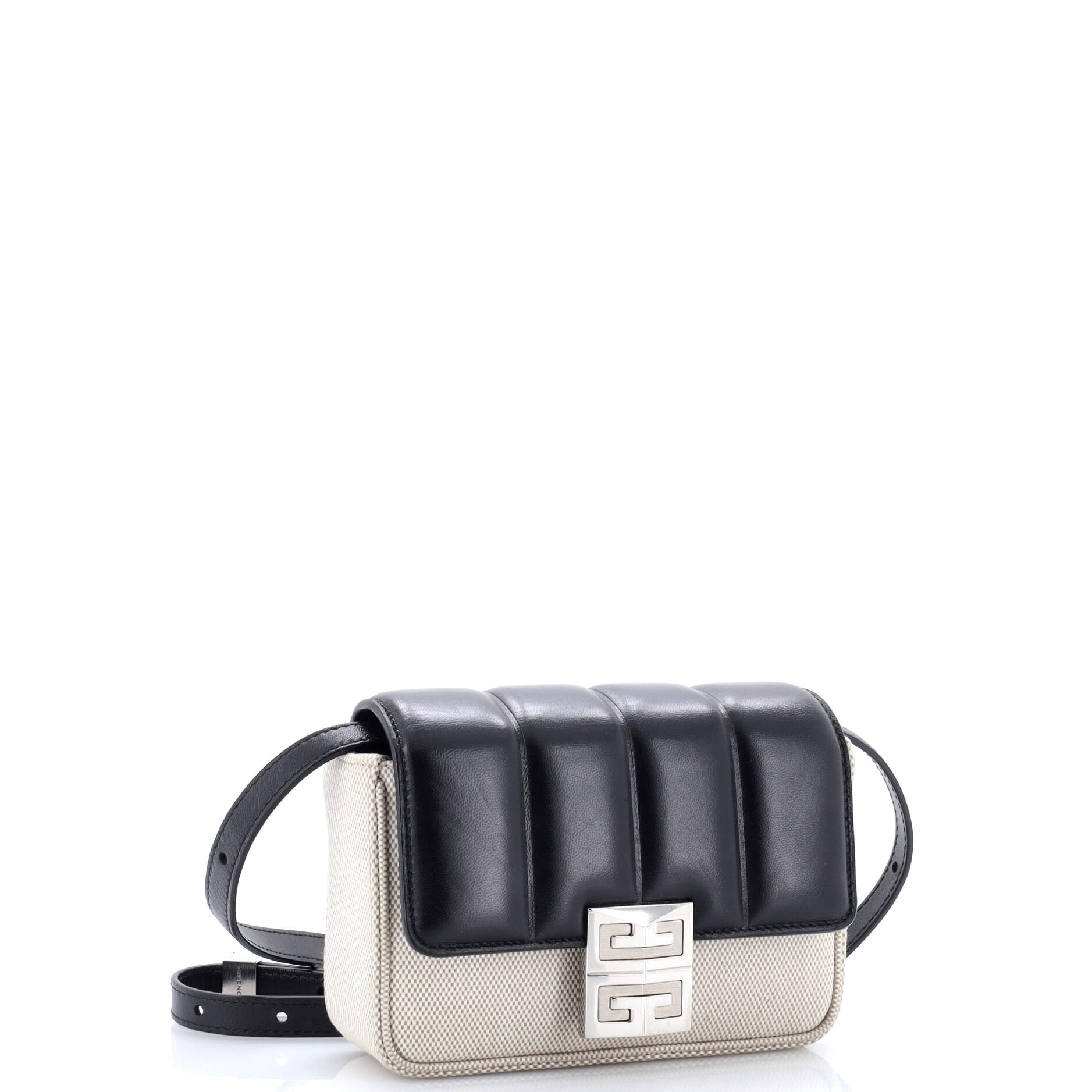 4G Shoulder Bag Padded Leather and Canvas Small