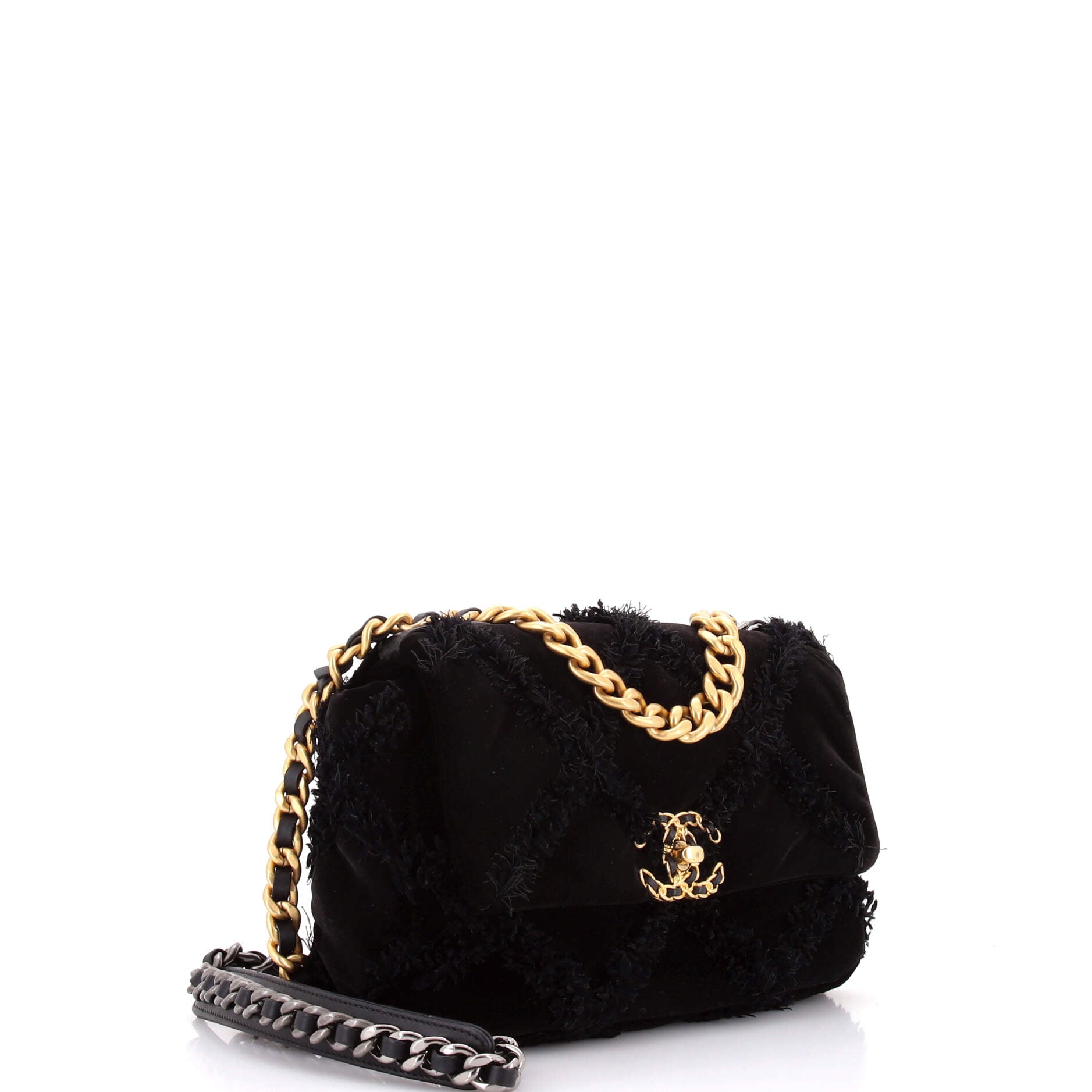 19 Flap Bag Quilted Velvet Medium