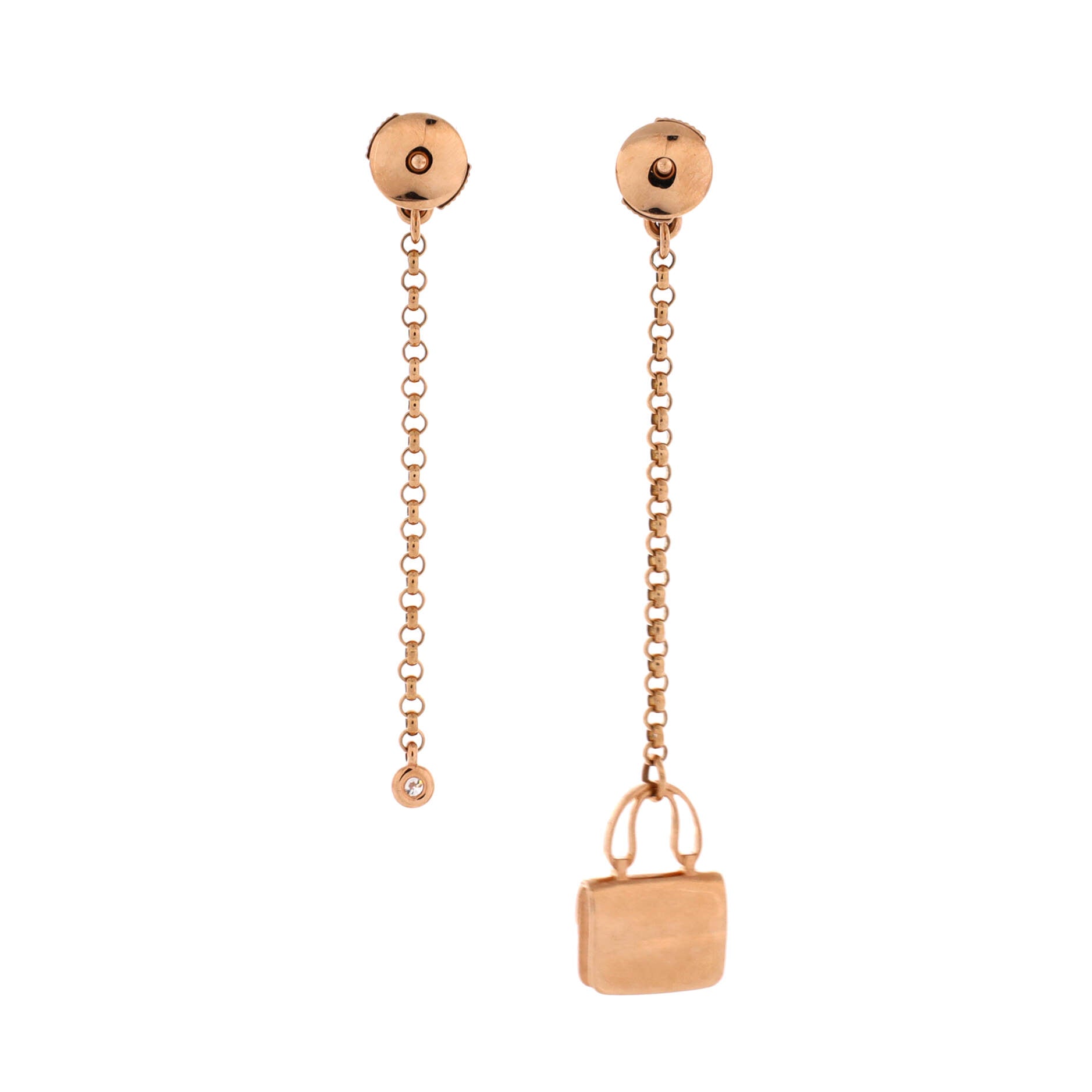 Amulettes Constance Drop Earrings 18K Rose Gold with Diamonds