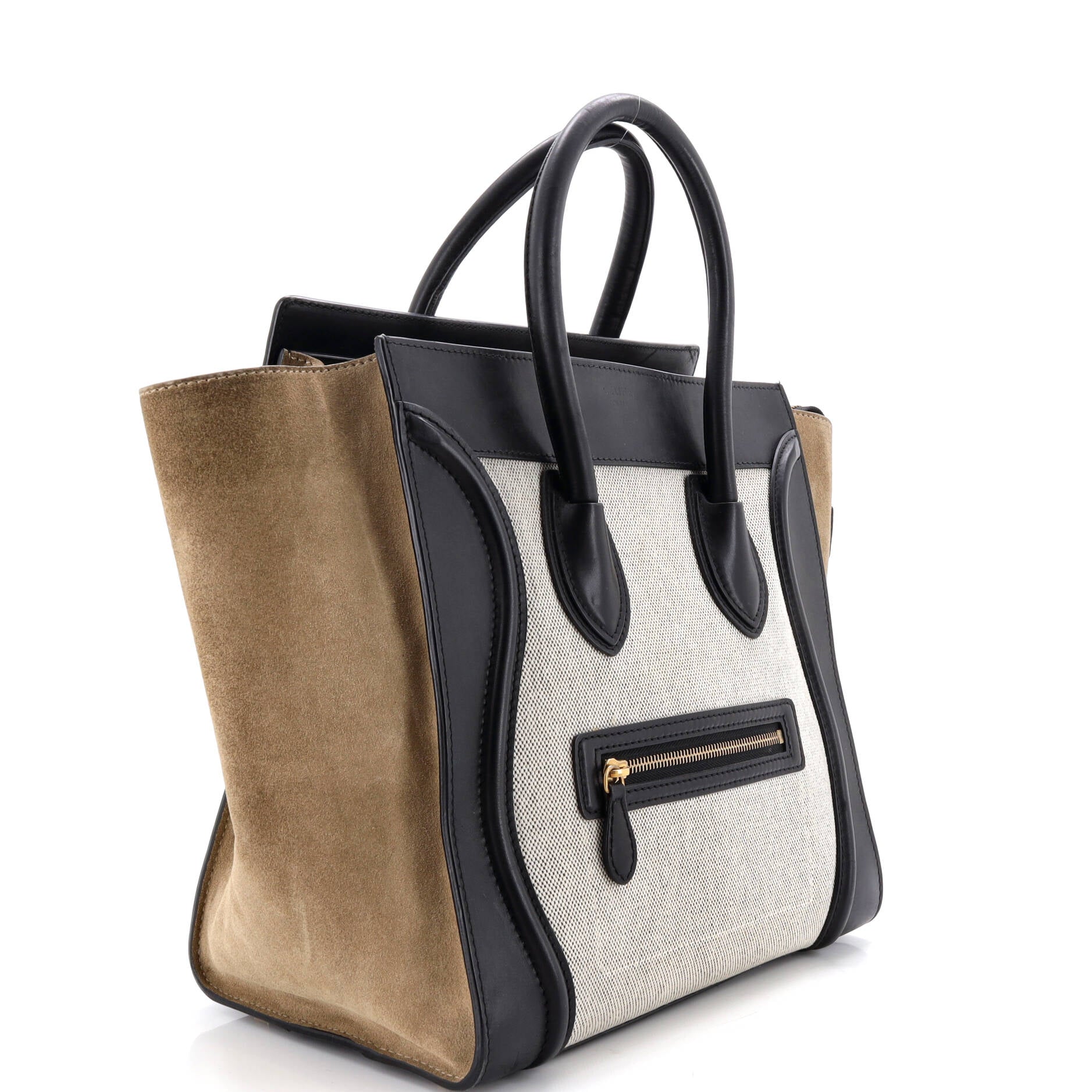 Tricolor Luggage Bag Canvas and Leather Micro
