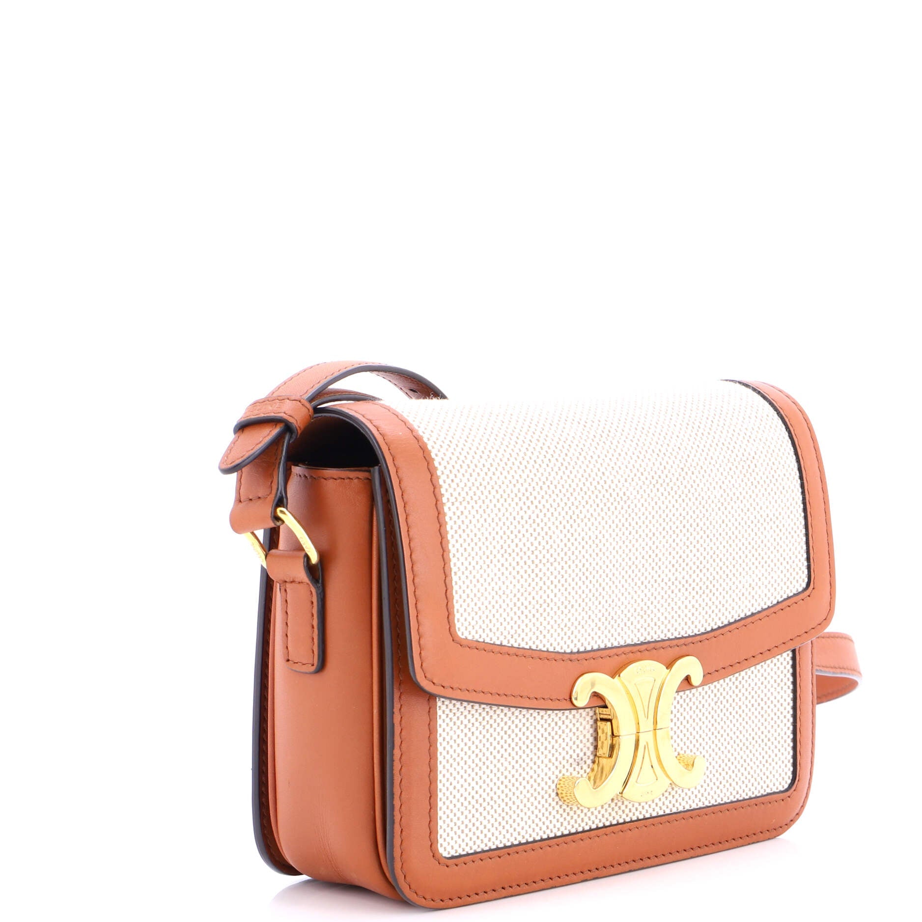 Triomphe Shoulder Bag Canvas with Leather Teen
