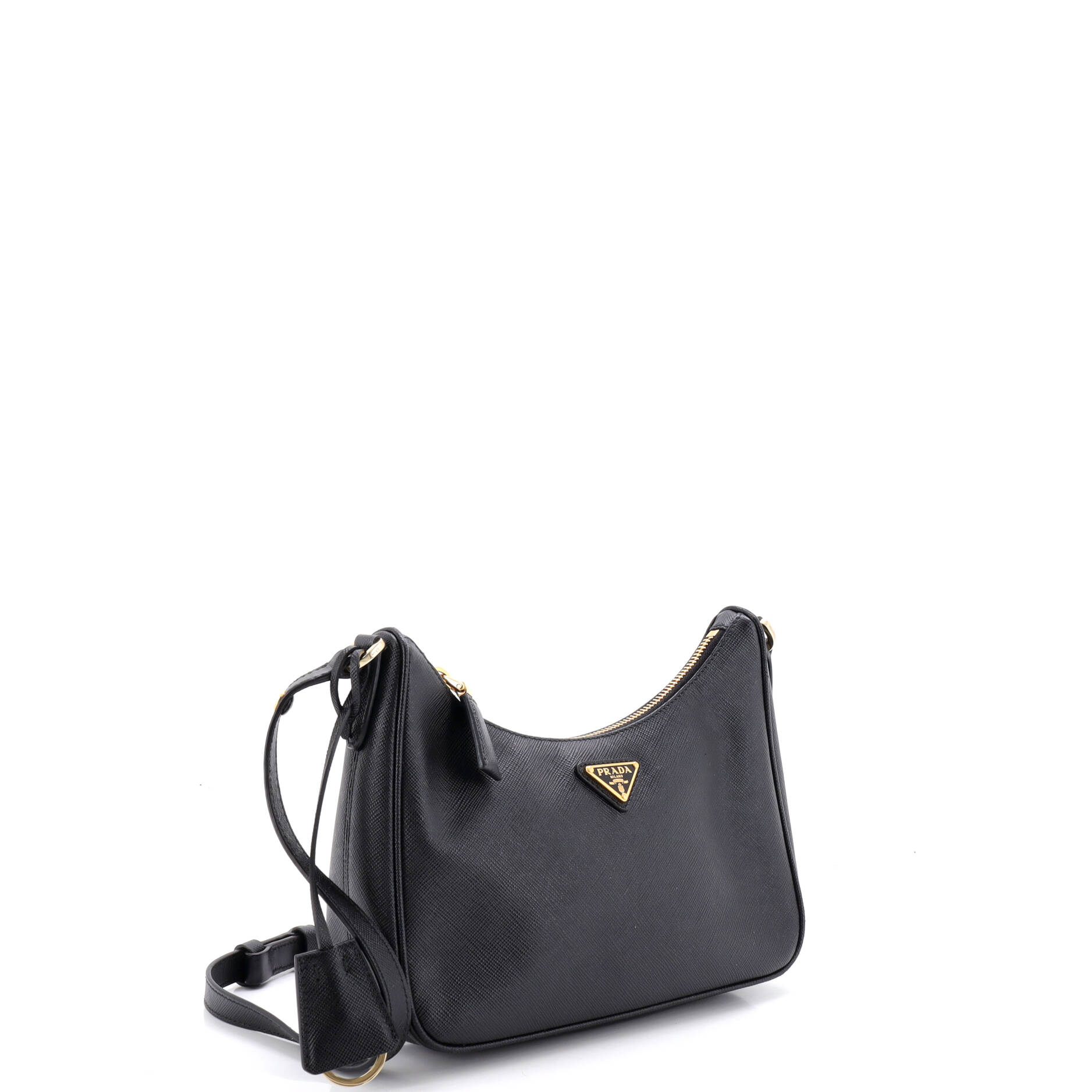 Adjustable Handle Zip Hobo Saffiano Leather Mini