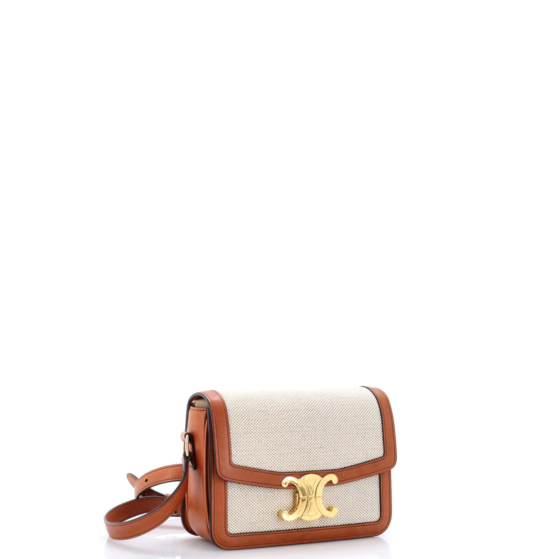 Triomphe Shoulder Bag Canvas with Leather Teen