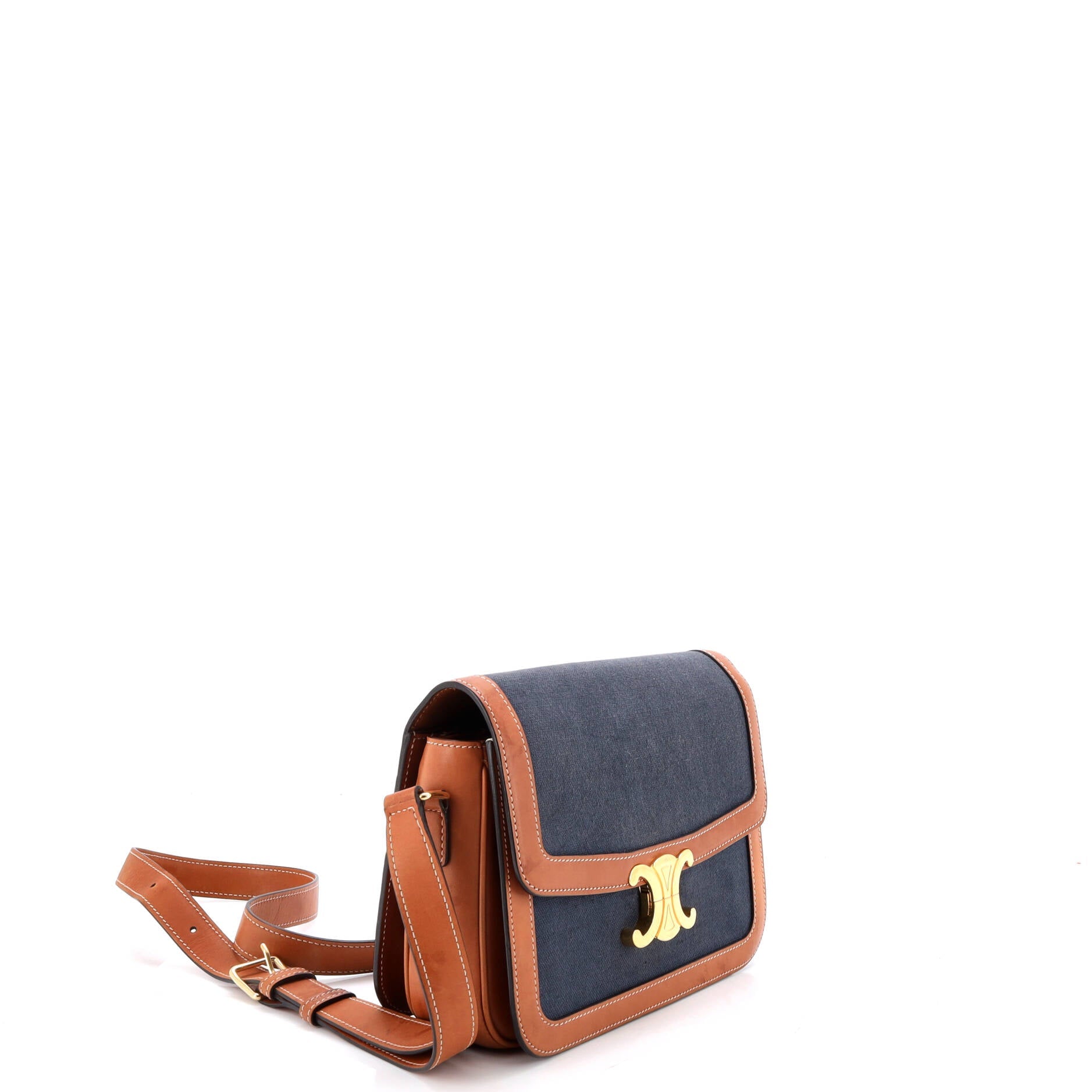 Triomphe Shoulder Bag Canvas with Leather Medium