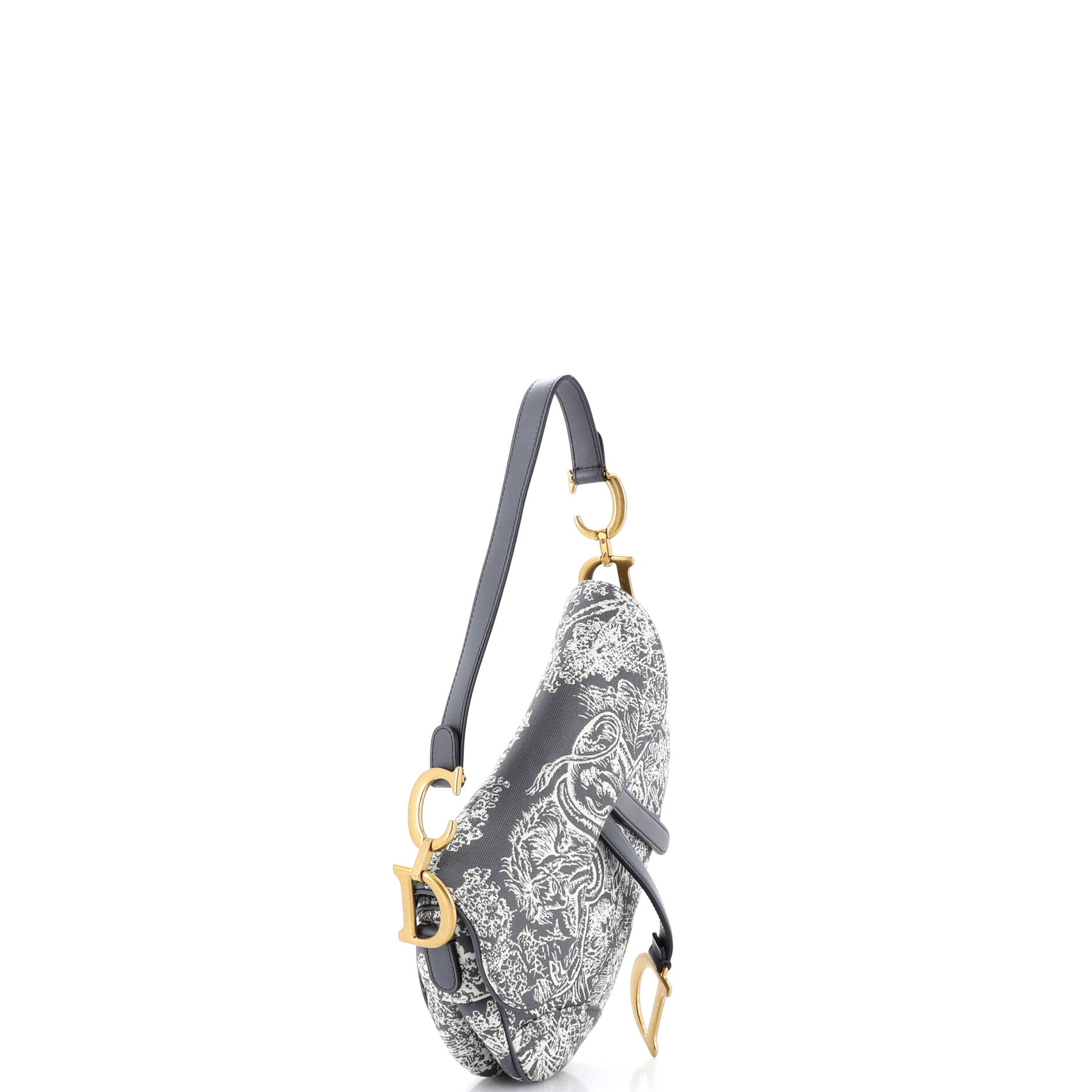 Toile De Jouy Saddle Bag Embroidered Canvas Medium
