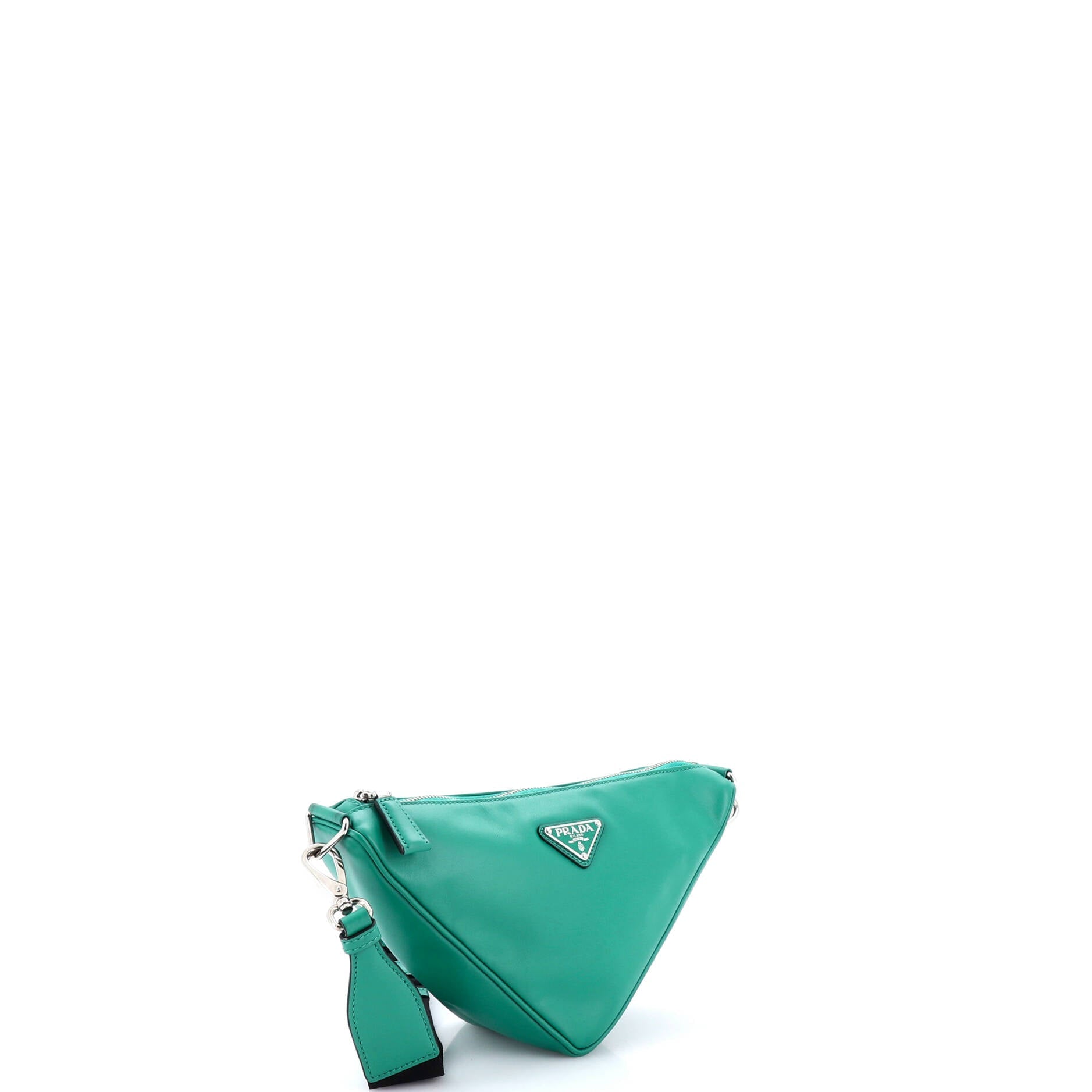 Triangle Logo Zip Crossbody Bag Soft Leather Small