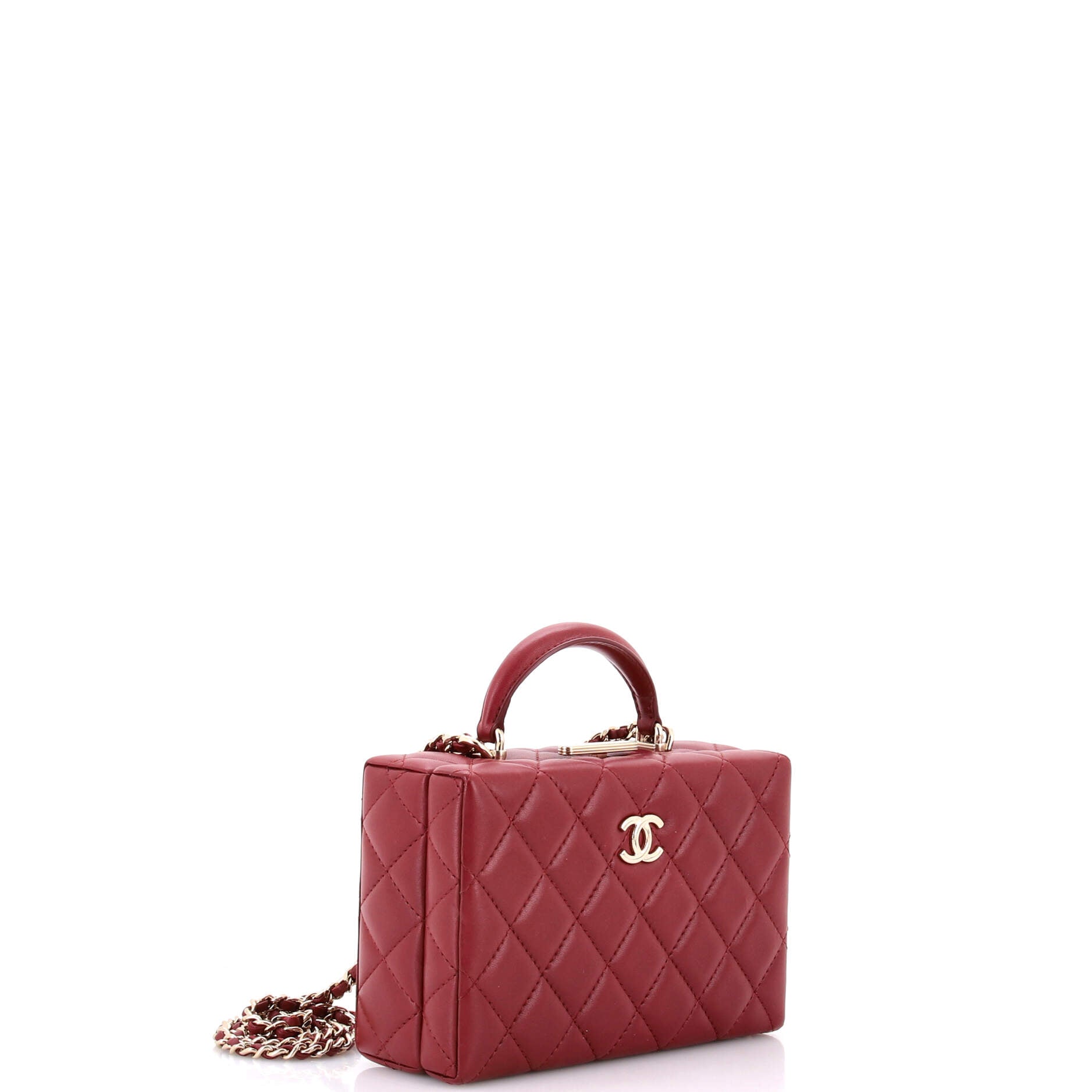 Top Handle Box Bag Quilted Lambskin Small