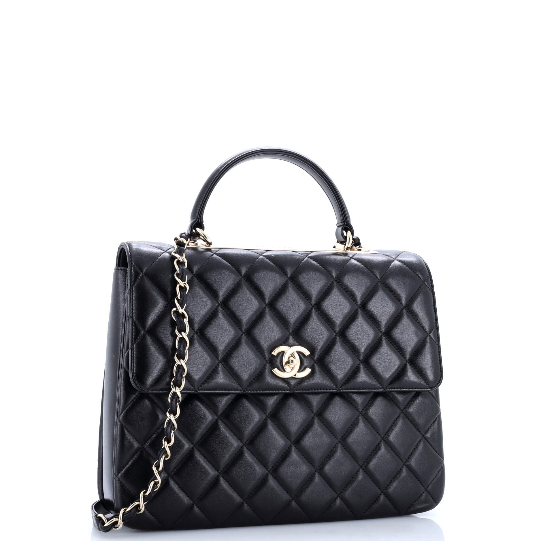 Trendy CC Top Handle Bag Quilted Lambskin Large