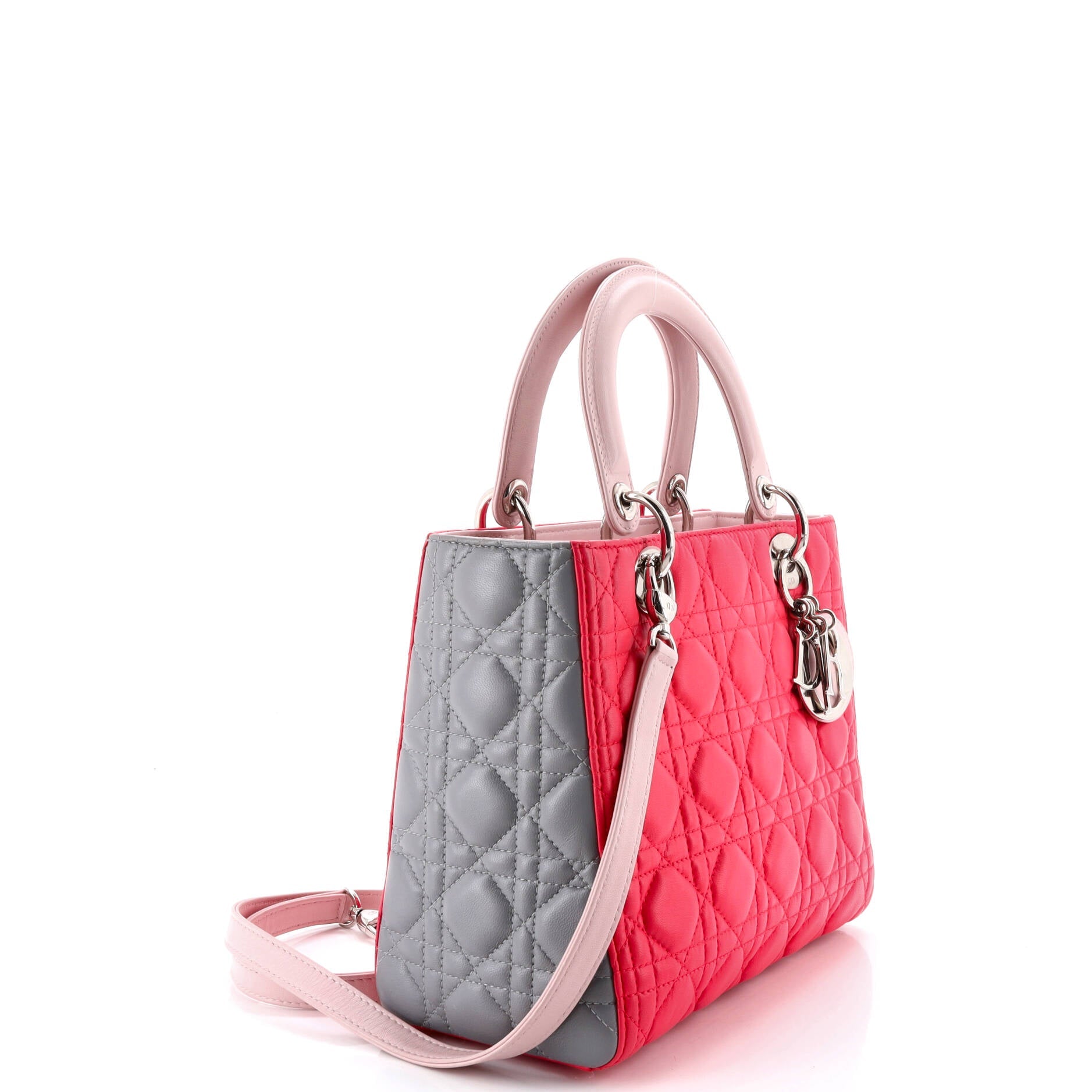 Tricolor Lady Dior Bag Cannage Quilt Leather Medium