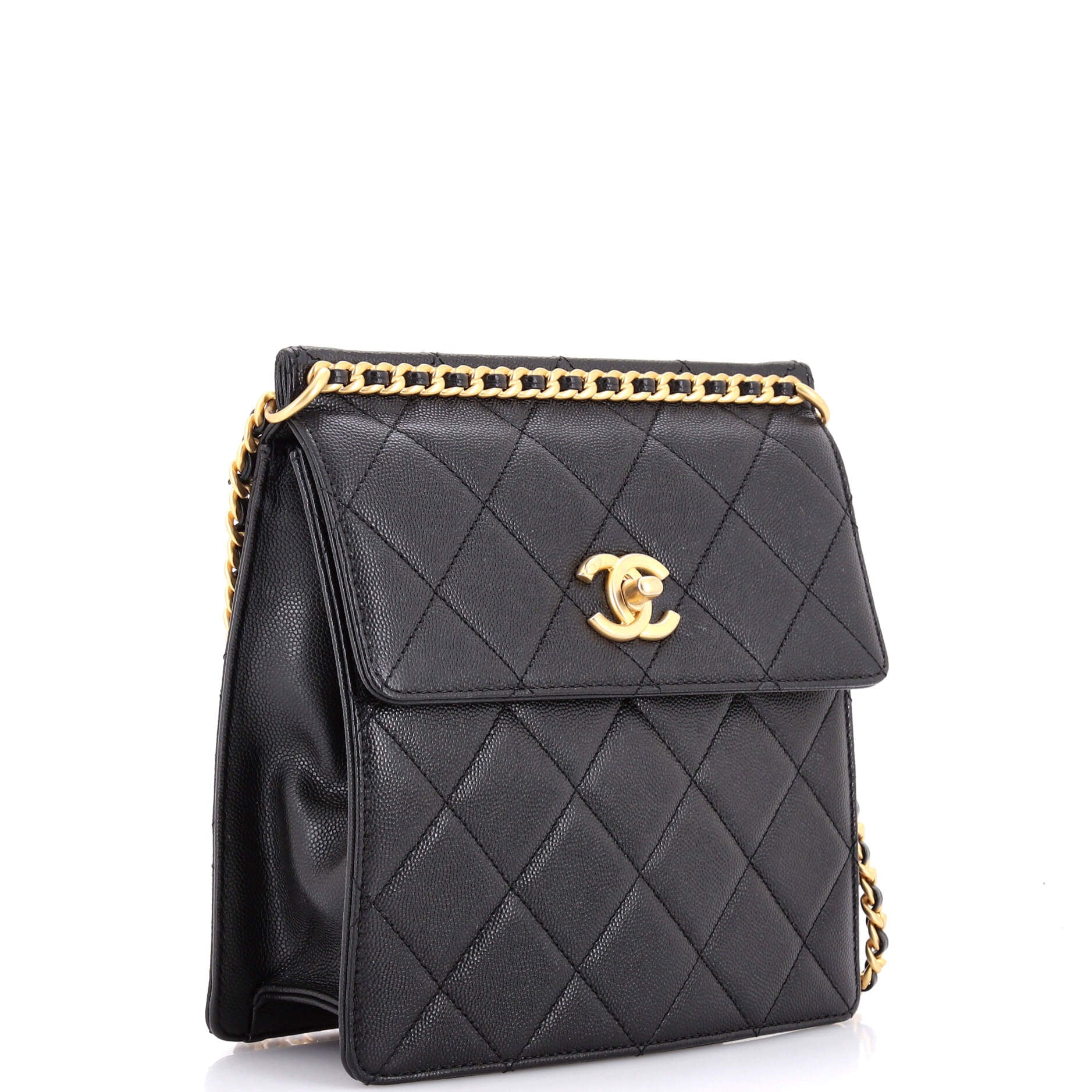 Top Chain CC Square Backpack Quilted Caviar