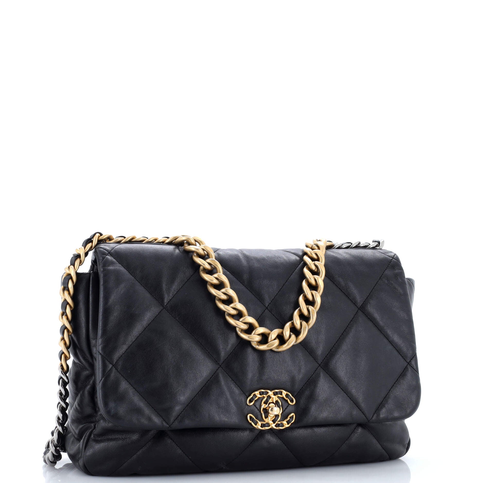 19 Flap Bag Quilted Leather Maxi