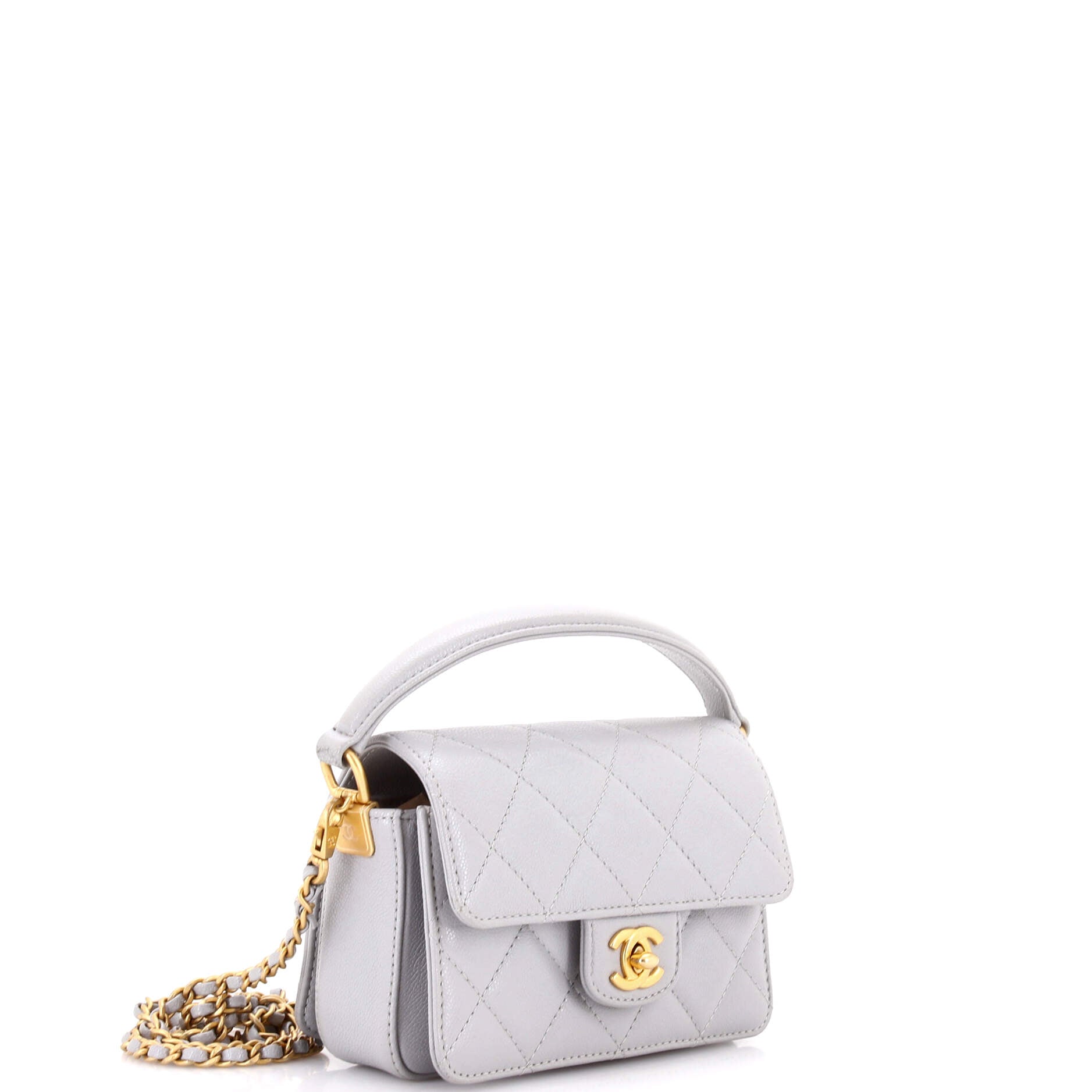 Top Handle Flap Convertible Bag Quilted Caviar Mini