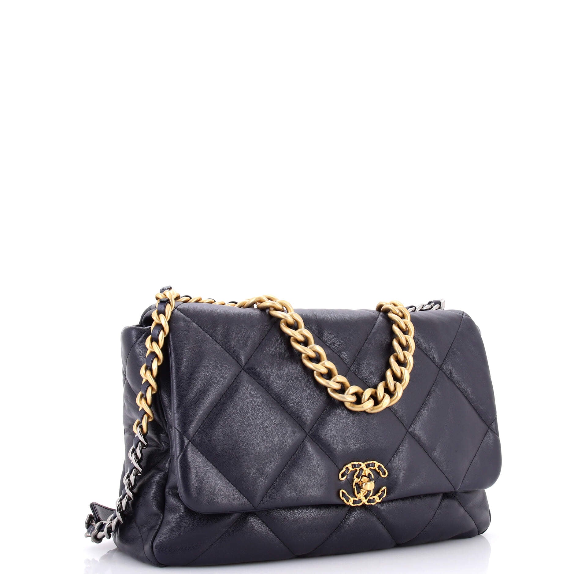 19 Flap Bag Quilted Leather Maxi