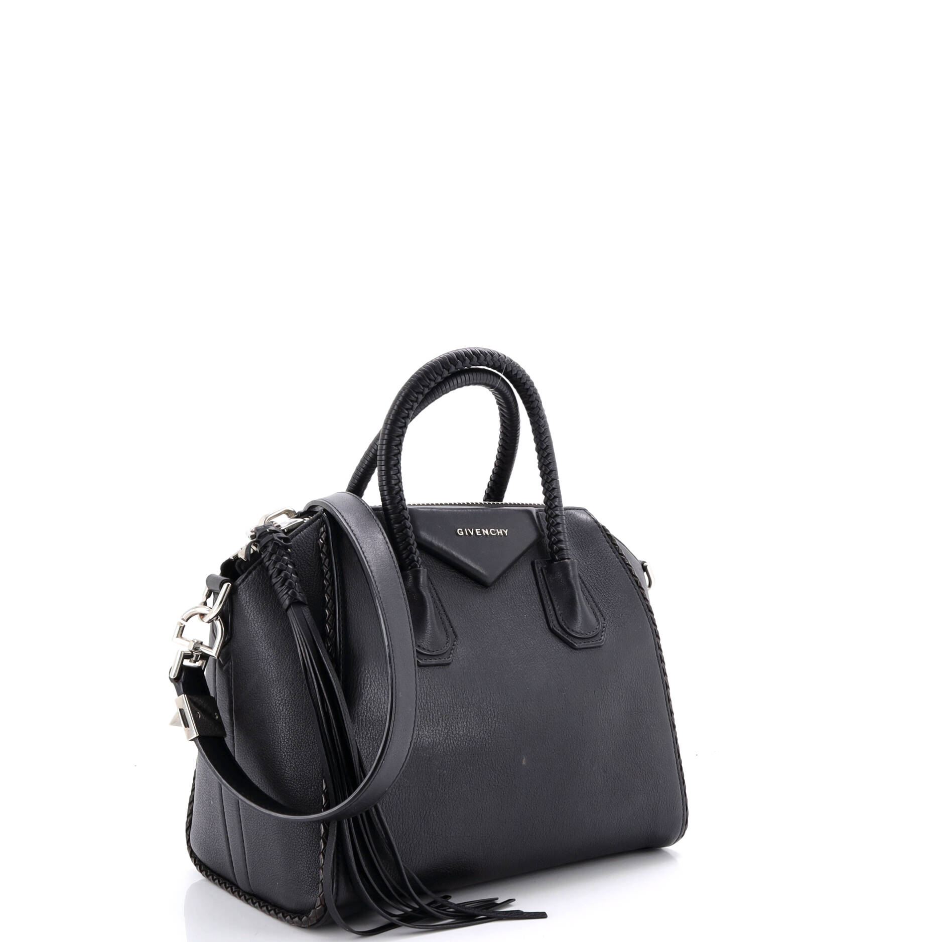 Antigona Bag Leather with Woven Detail Small