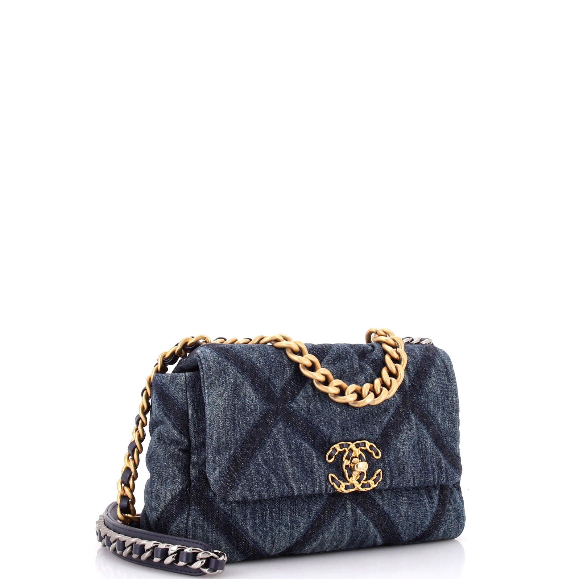 19 Flap Bag Quilted Denim Medium