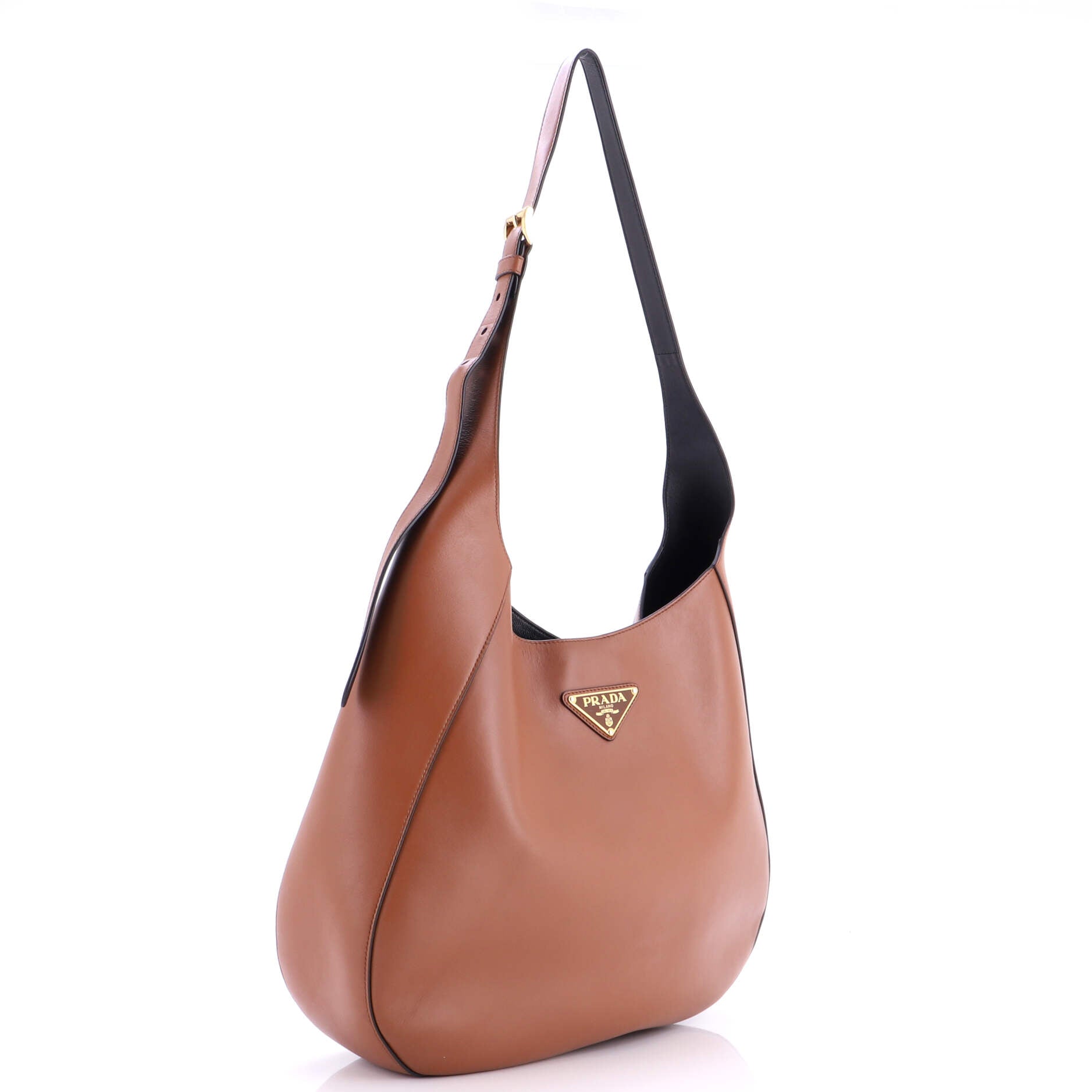 Triangle Logo Curved Hobo City Calf Large