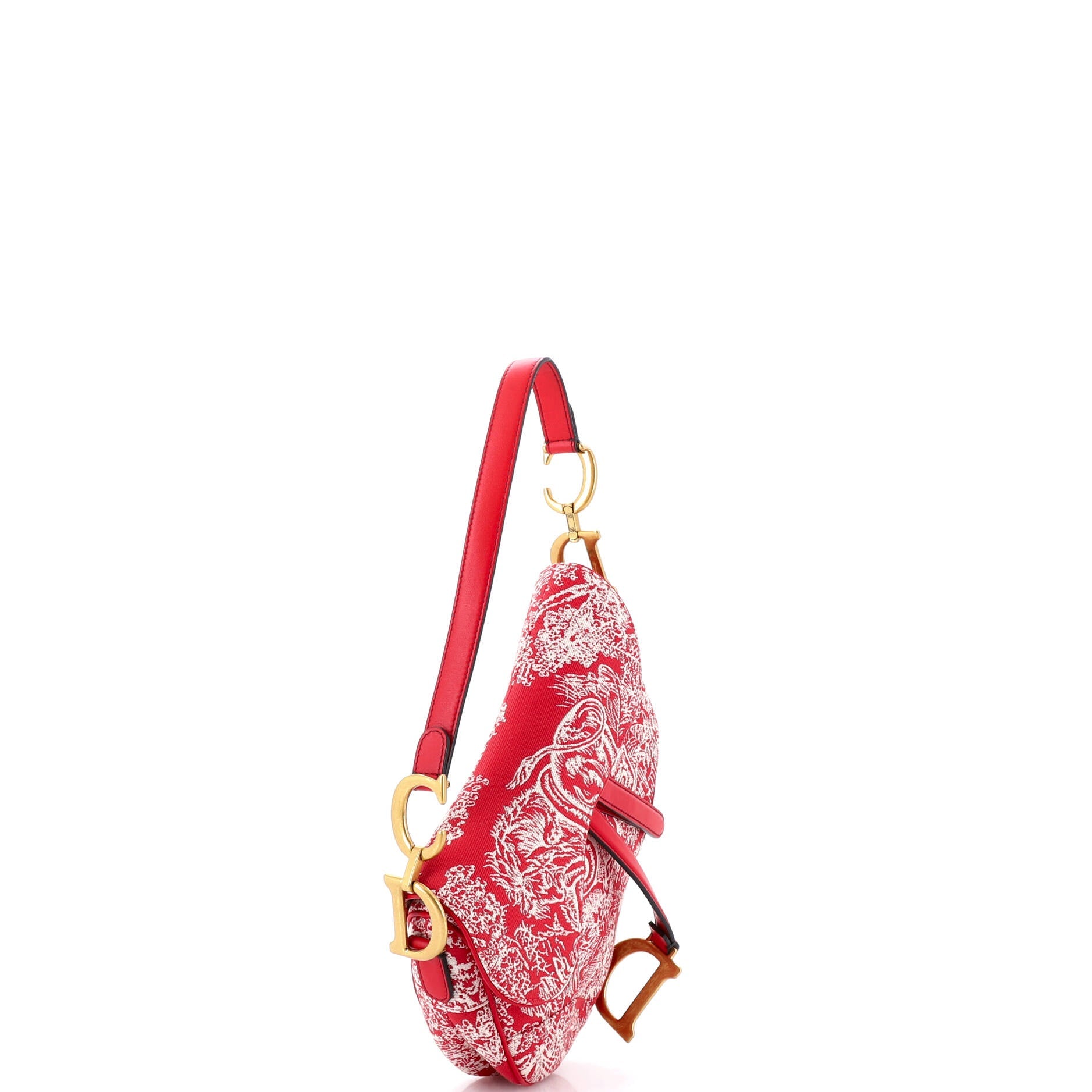 Toile De Jouy Saddle Bag Embroidered Canvas Medium