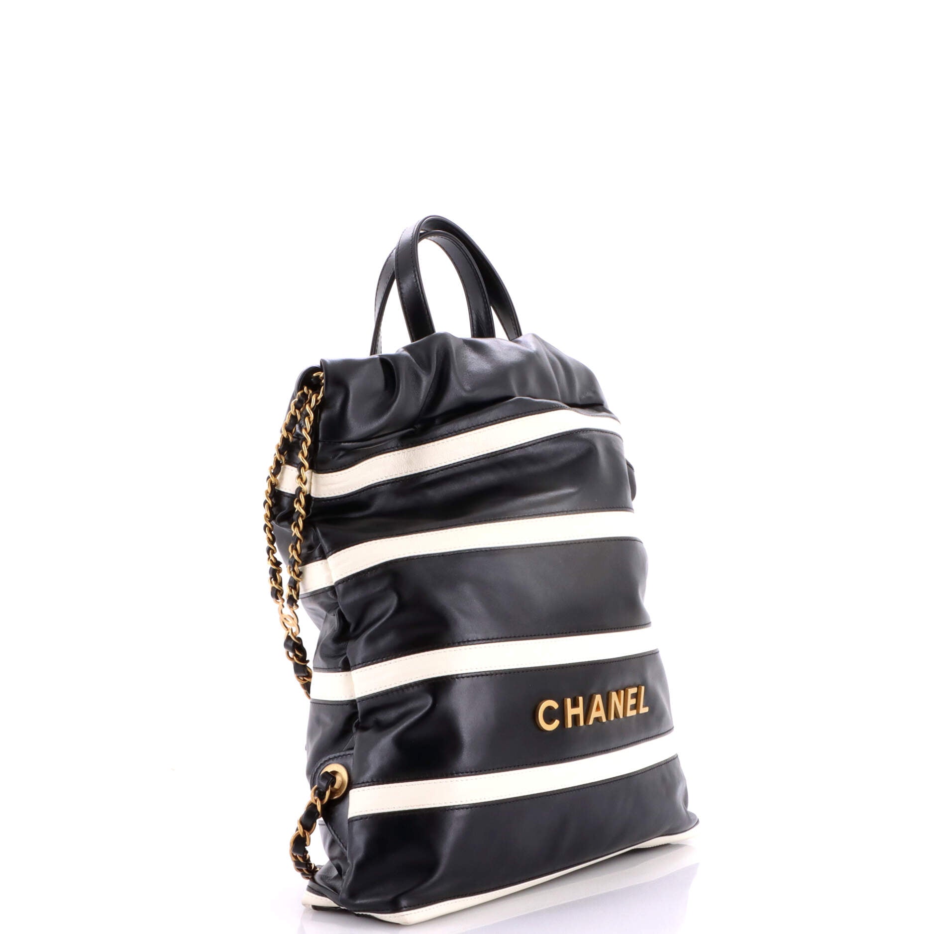 22 Chain Backpack Striped Shiny Calfskin Medium