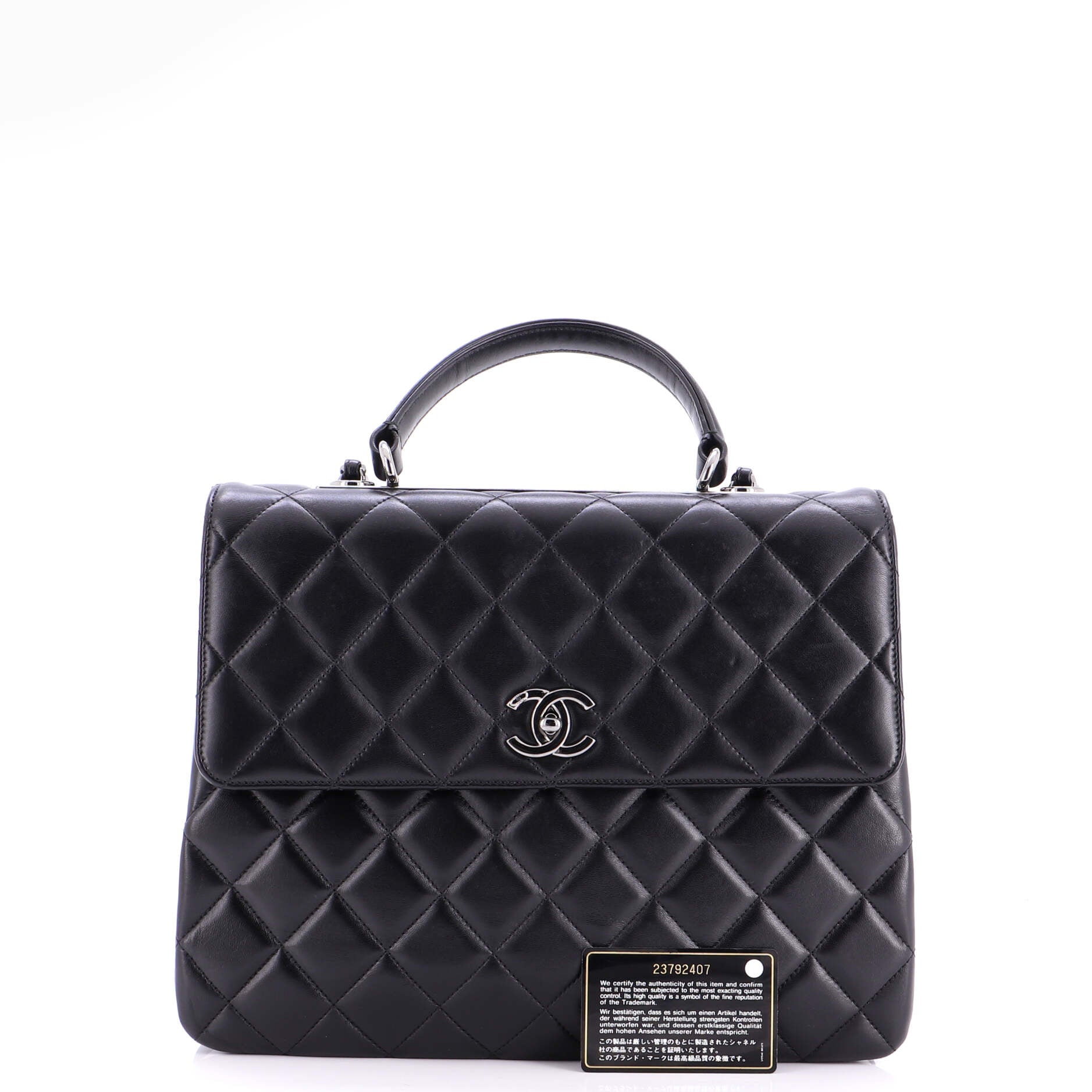 Trendy CC Top Handle Bag Quilted Lambskin Large