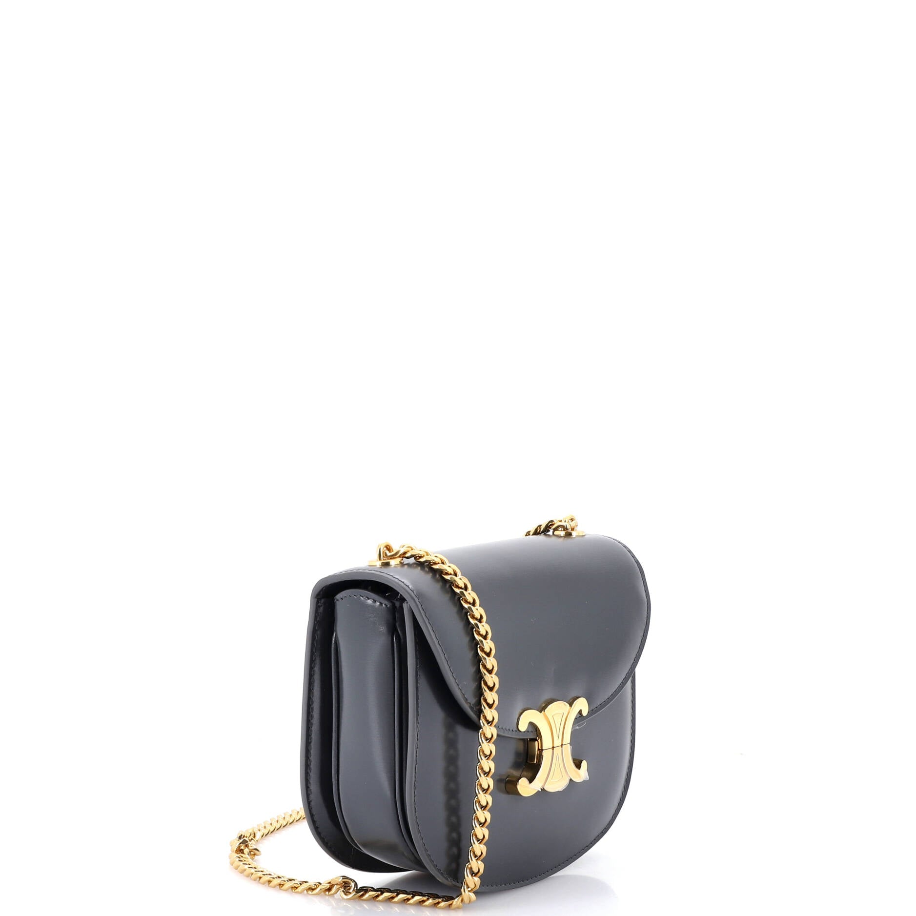 Triomphe Besace Clea Chain Flap Bag Leather